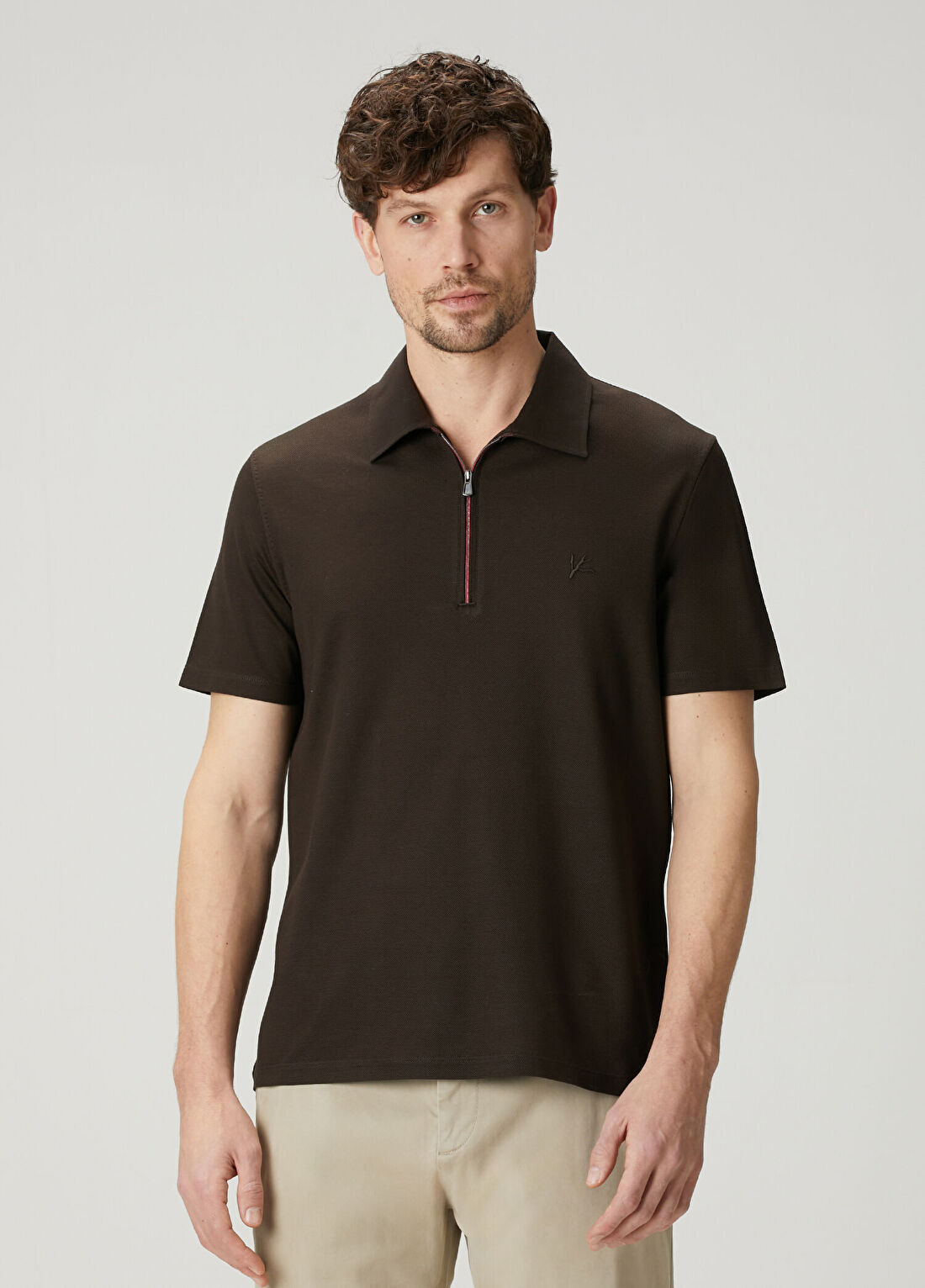 Isaia Koyu Kahverengi Polo Yaka T-shirt