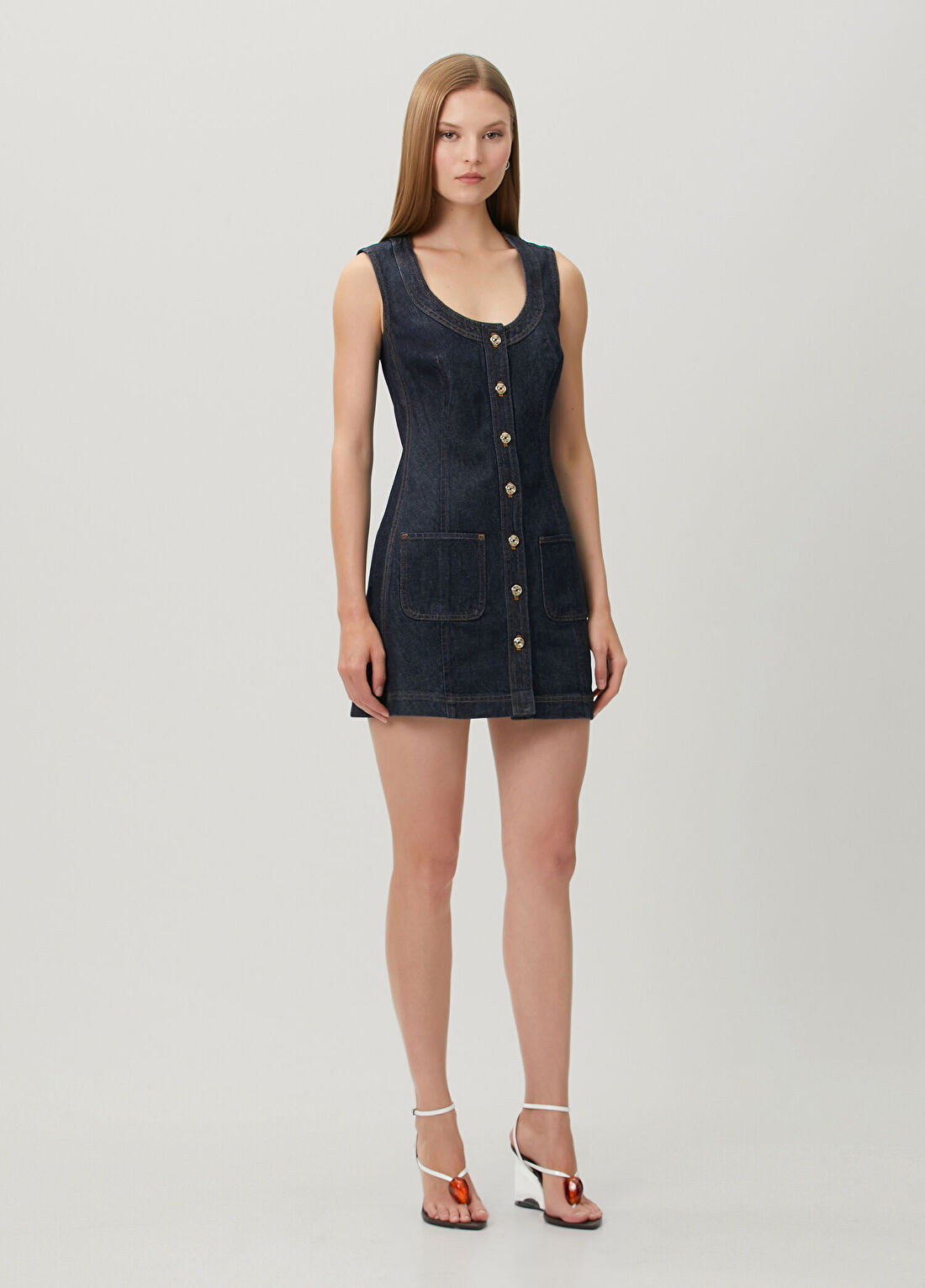Frame Denim Lacivert Mini Denim Elbise