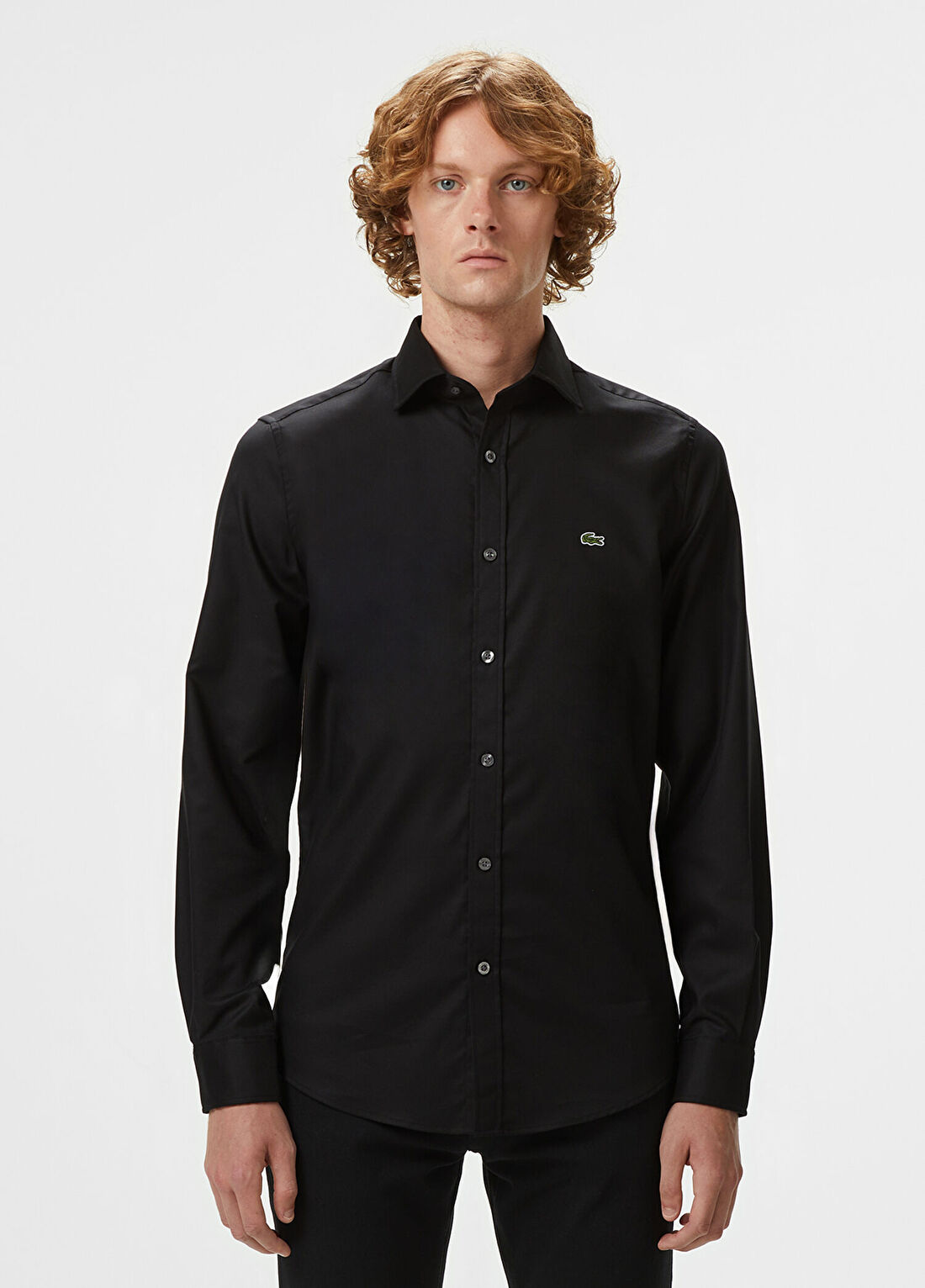 Lacoste Siyah Slim Fit Uzun Kollu Erkek Gömlek