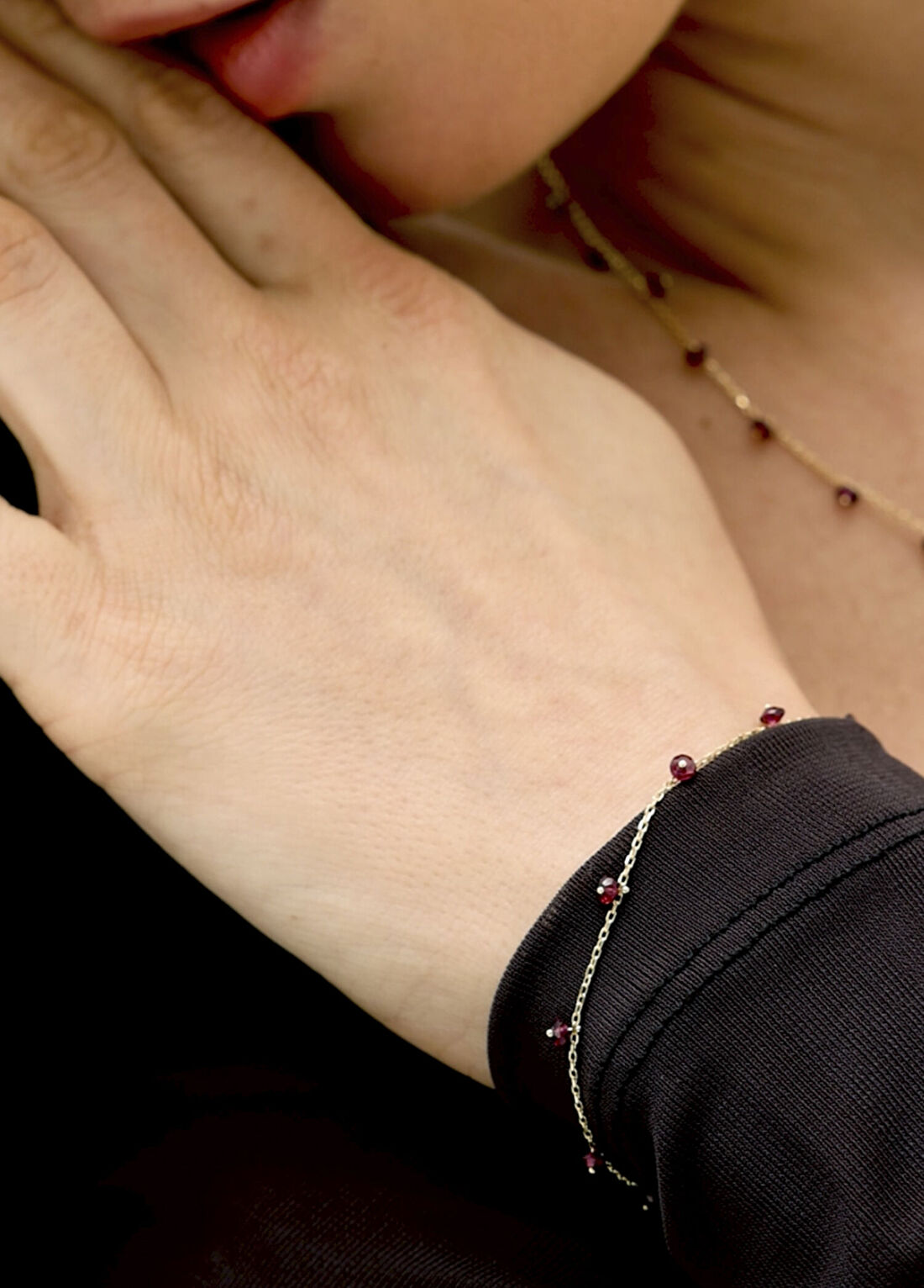 Orena Jewelry Ruby Chain 14 Ayar Altın Kadın Bileklik görsel 2