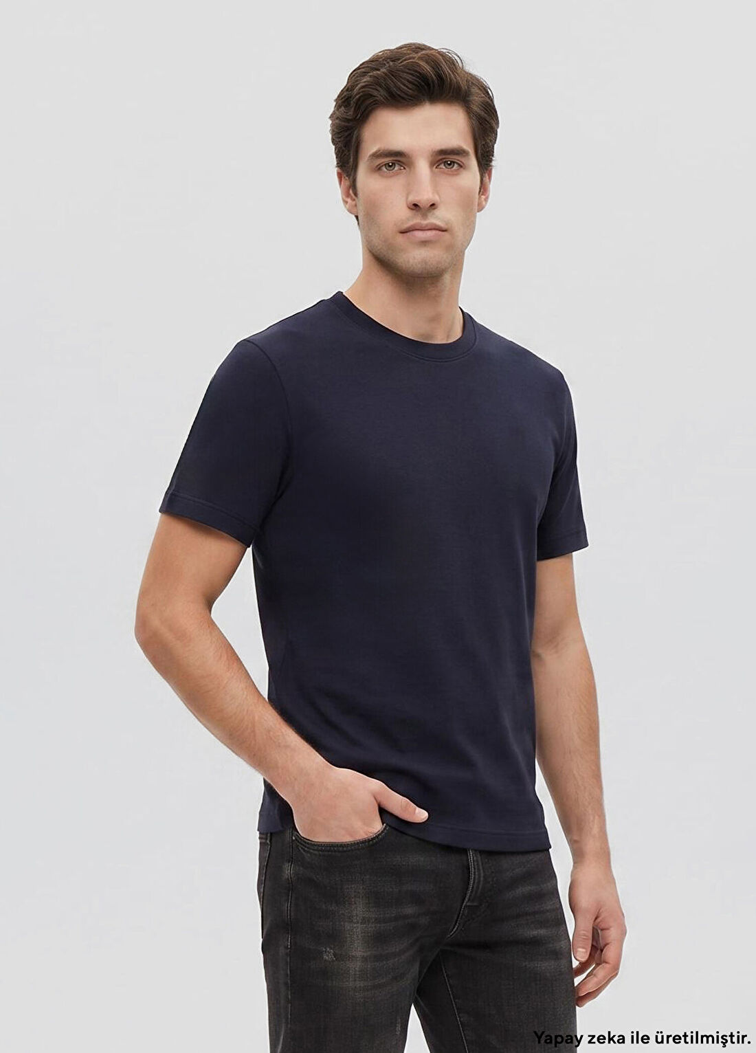 Network Lacivert Jakarlı Bisiklet Yaka T-shirt