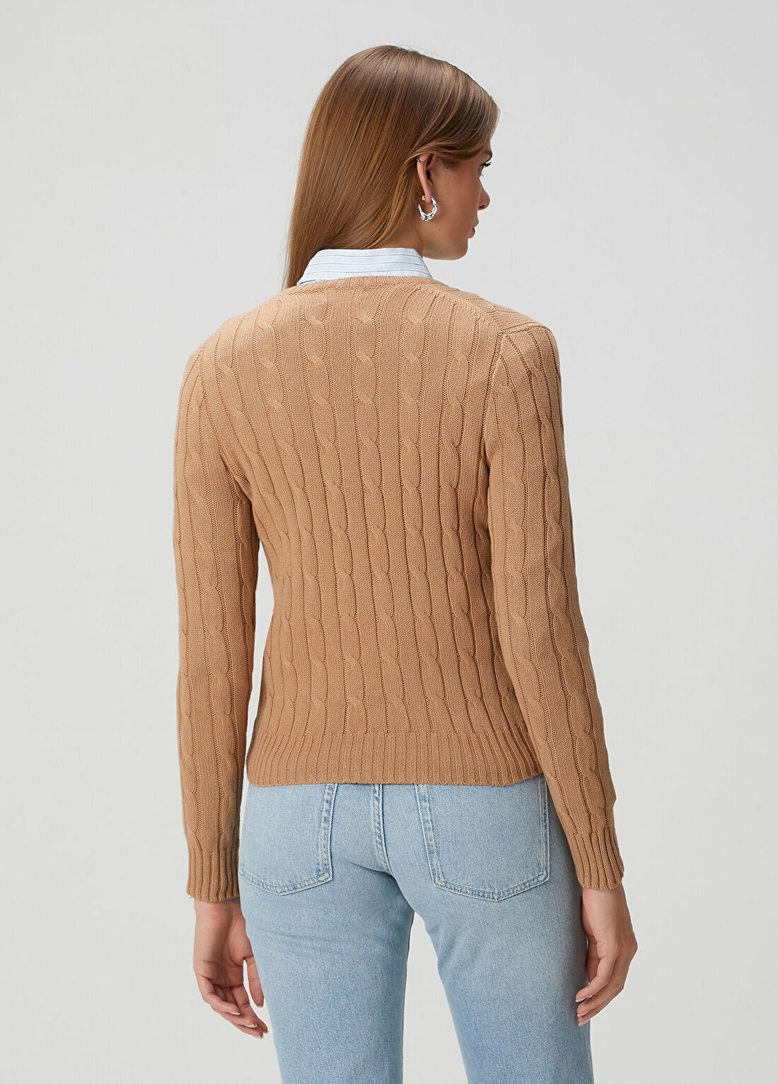 Polo Ralph Lauren Camel Örgü Dokulu Triko görsel 4