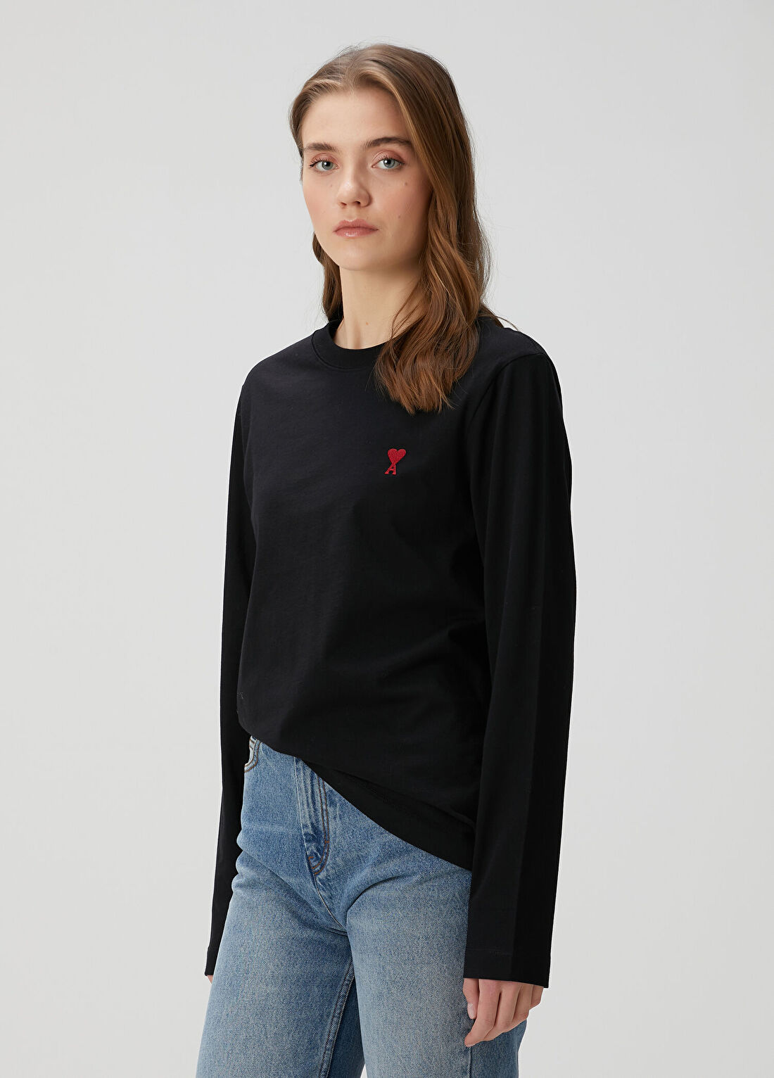 Ami Paris Siyah Uzun Kol T-shirt görsel 3