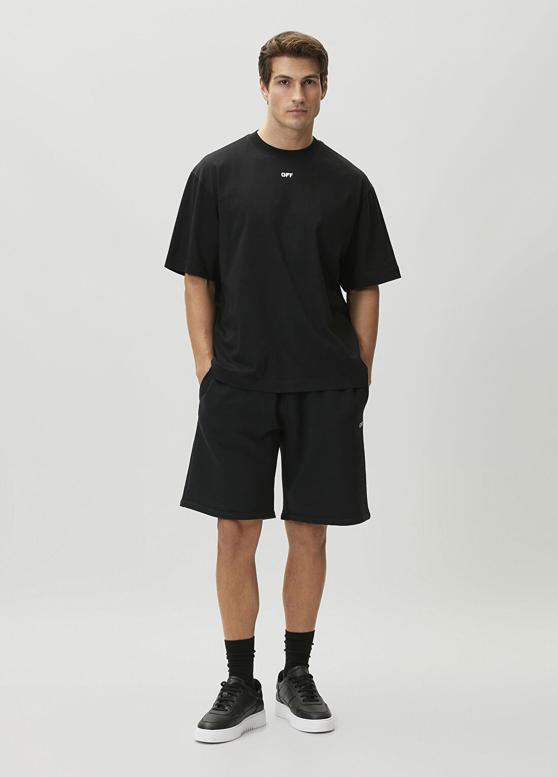 Off-White Siyah Beli Kordonlu Bermuda