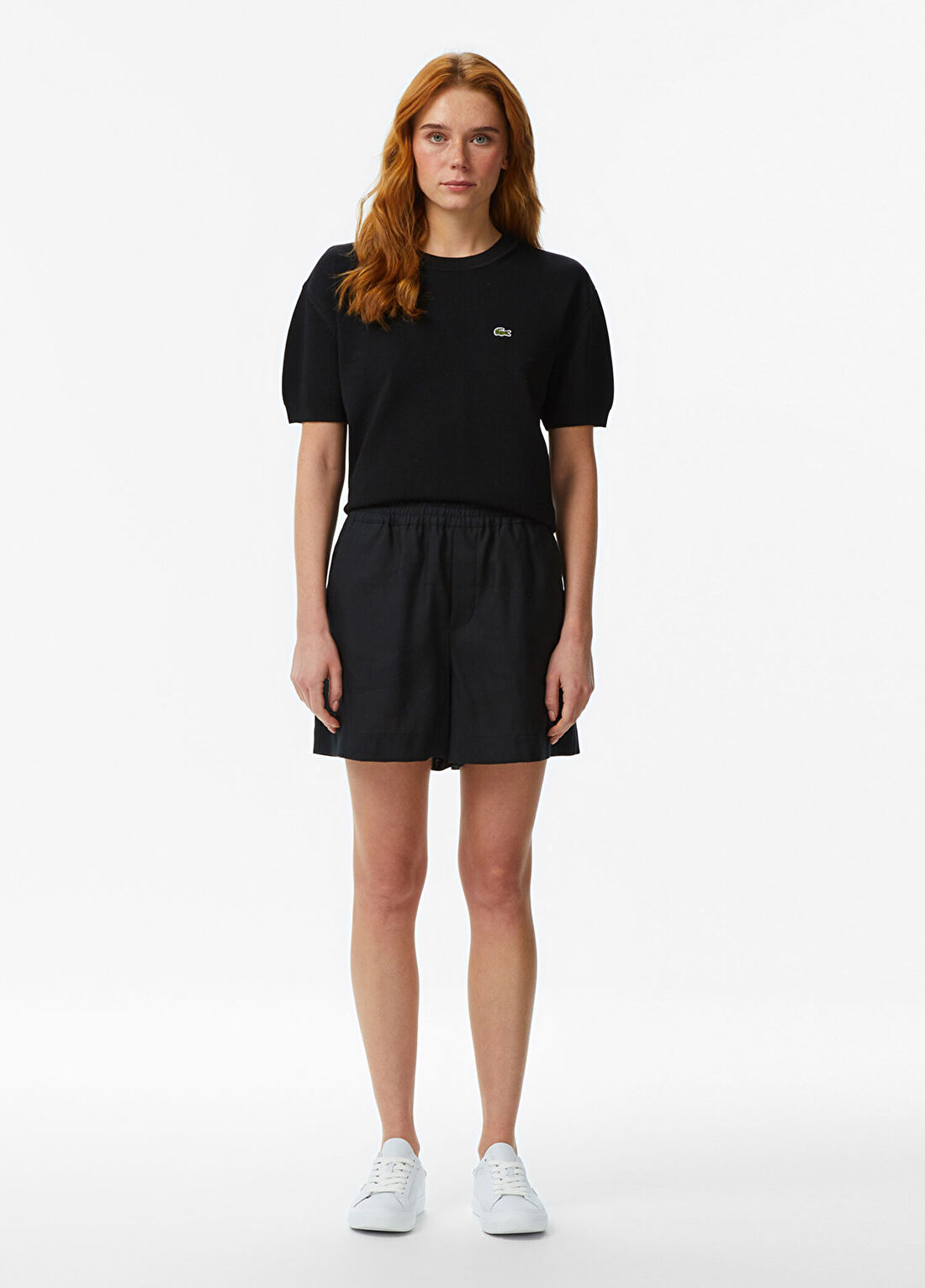 Lacoste Siyah Relaxed Fit Kadın Bermuda Şort
