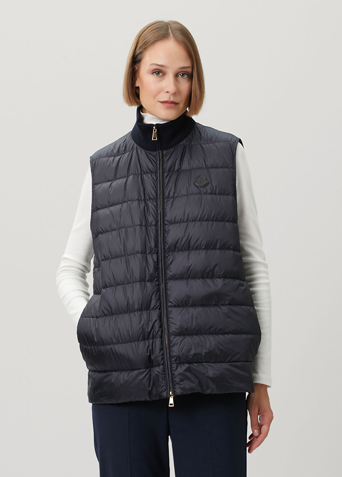 Moncler Hemiptere Lacivert Yün Palto görsel 3