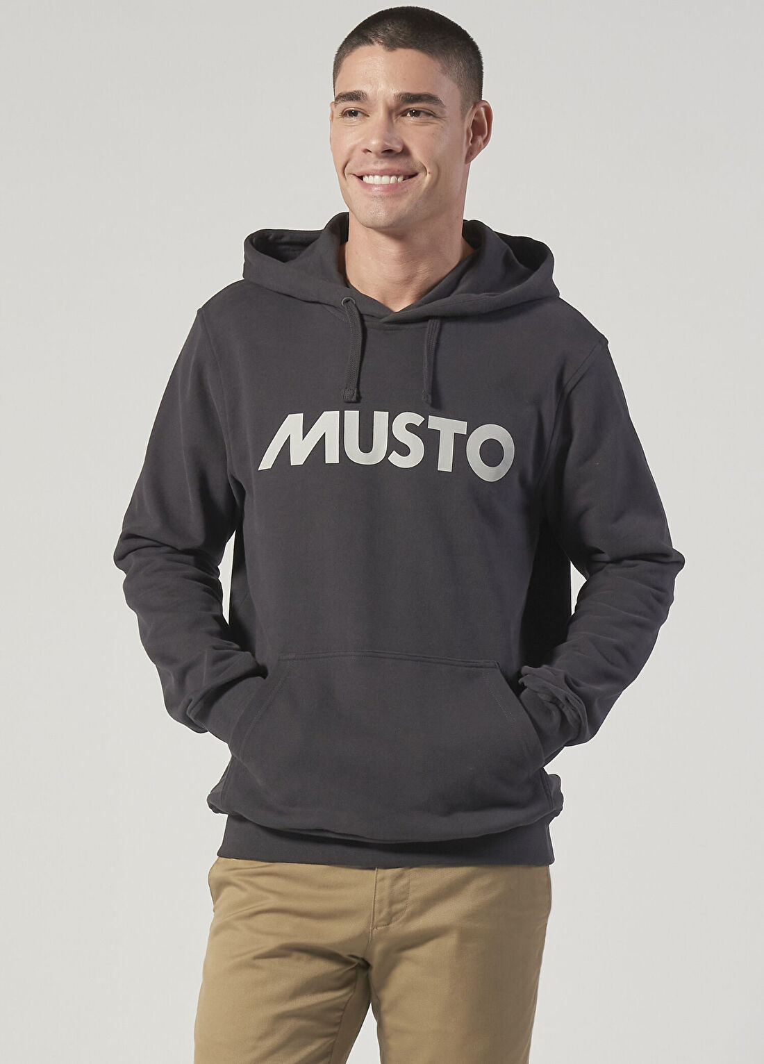 Musto Logolu Kapişonlu Füme Erkek Sweatshirt görsel 2