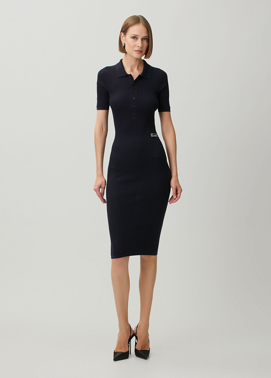 Dsquared2 Lacivert Midi Yün Polo Elbise