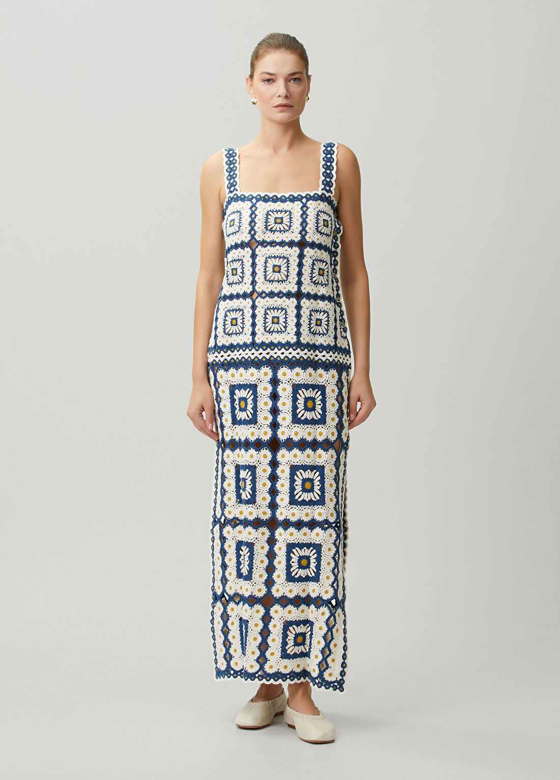 Alemais Dolly Krem Midi Elbise