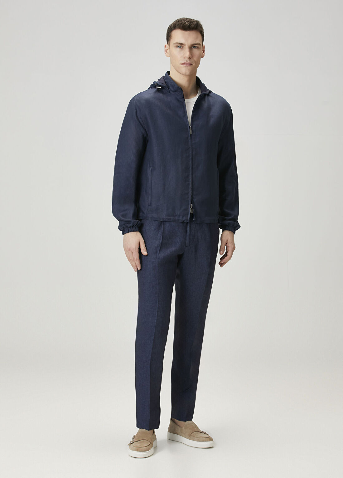 Corneliani Koyu Mavi Keten Pantolon