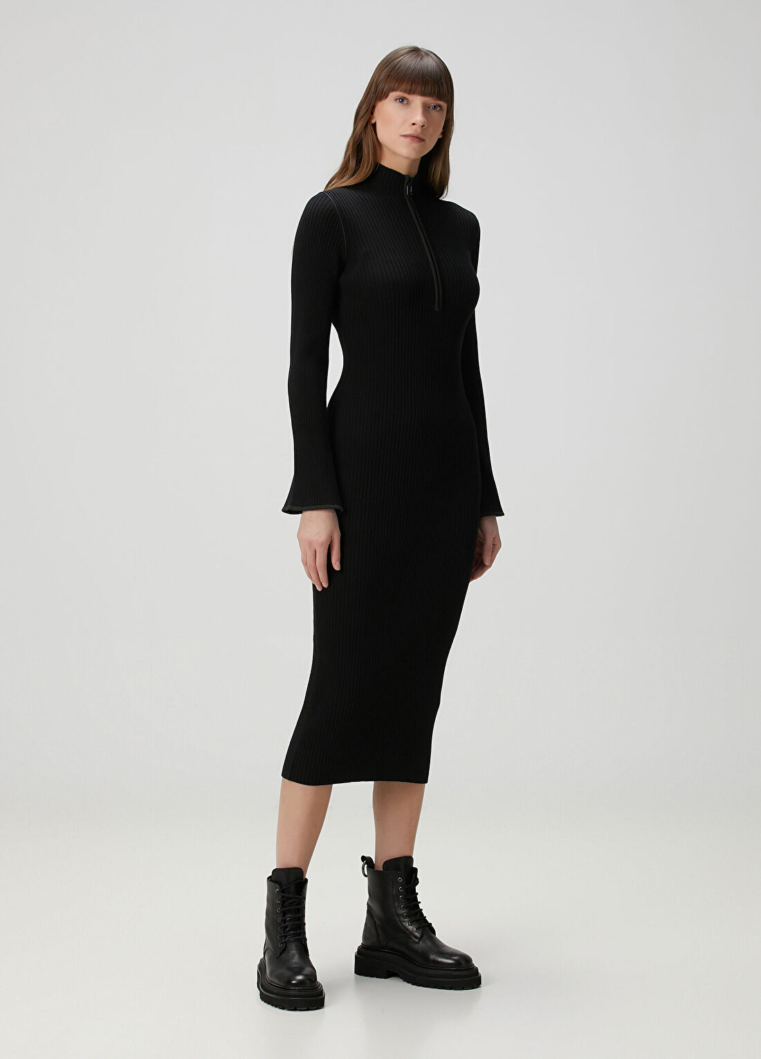 Moncler Siyah Midi Triko Elbise görsel 2