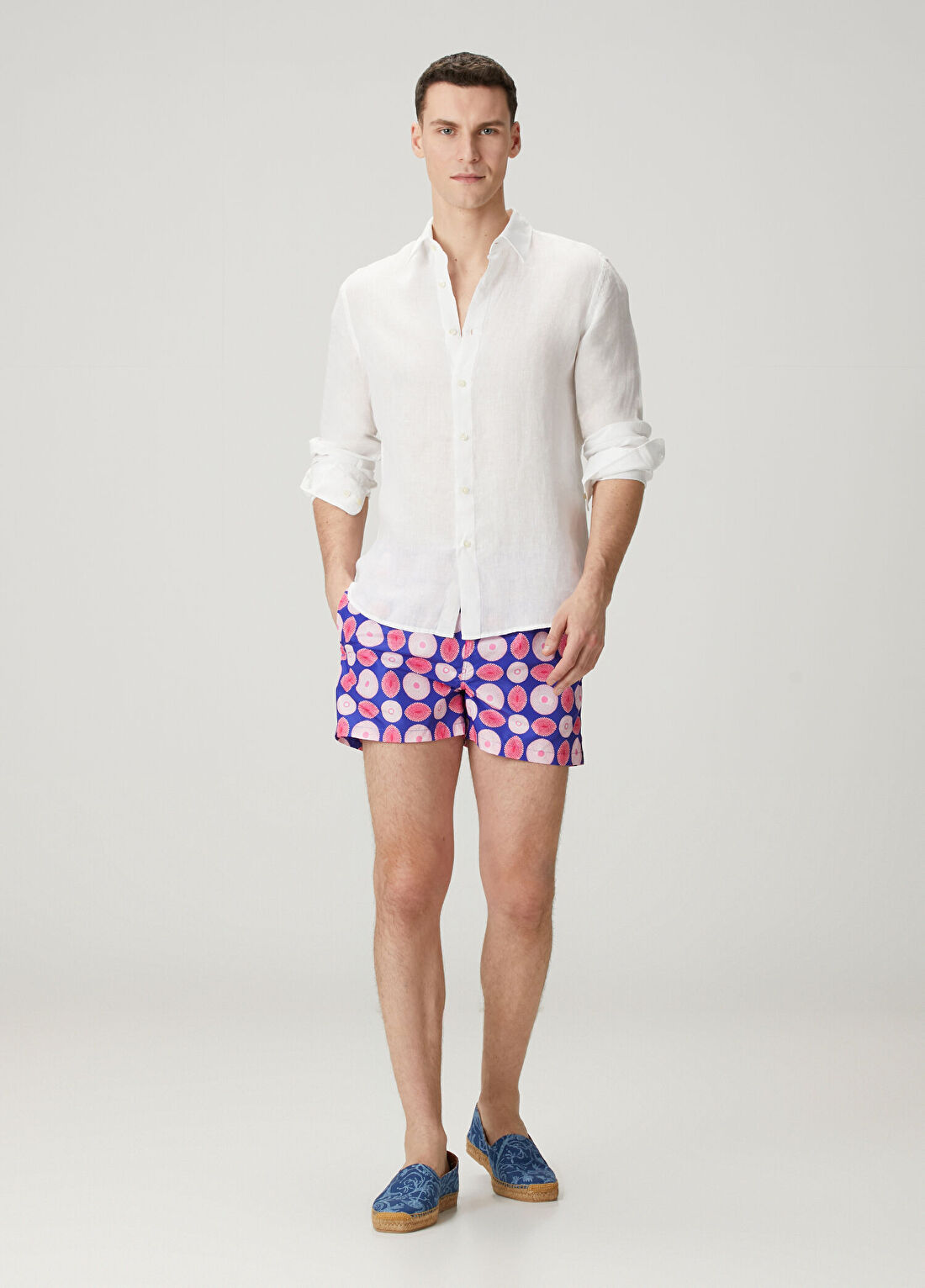 Kiton Mavi Geometrik Desenli Mayo