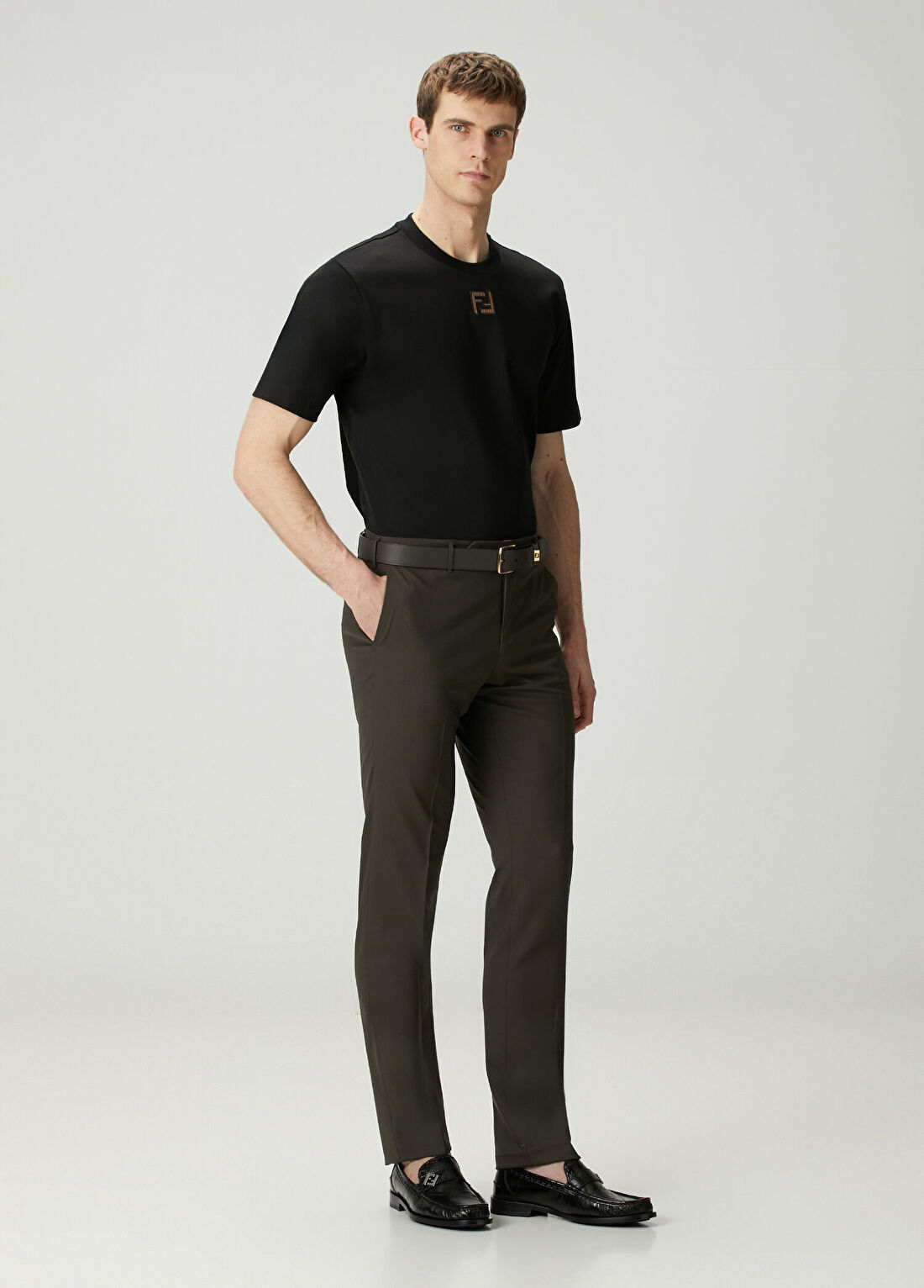 Fendi Siyah Logo Nakışlı T-shirt görsel 2
