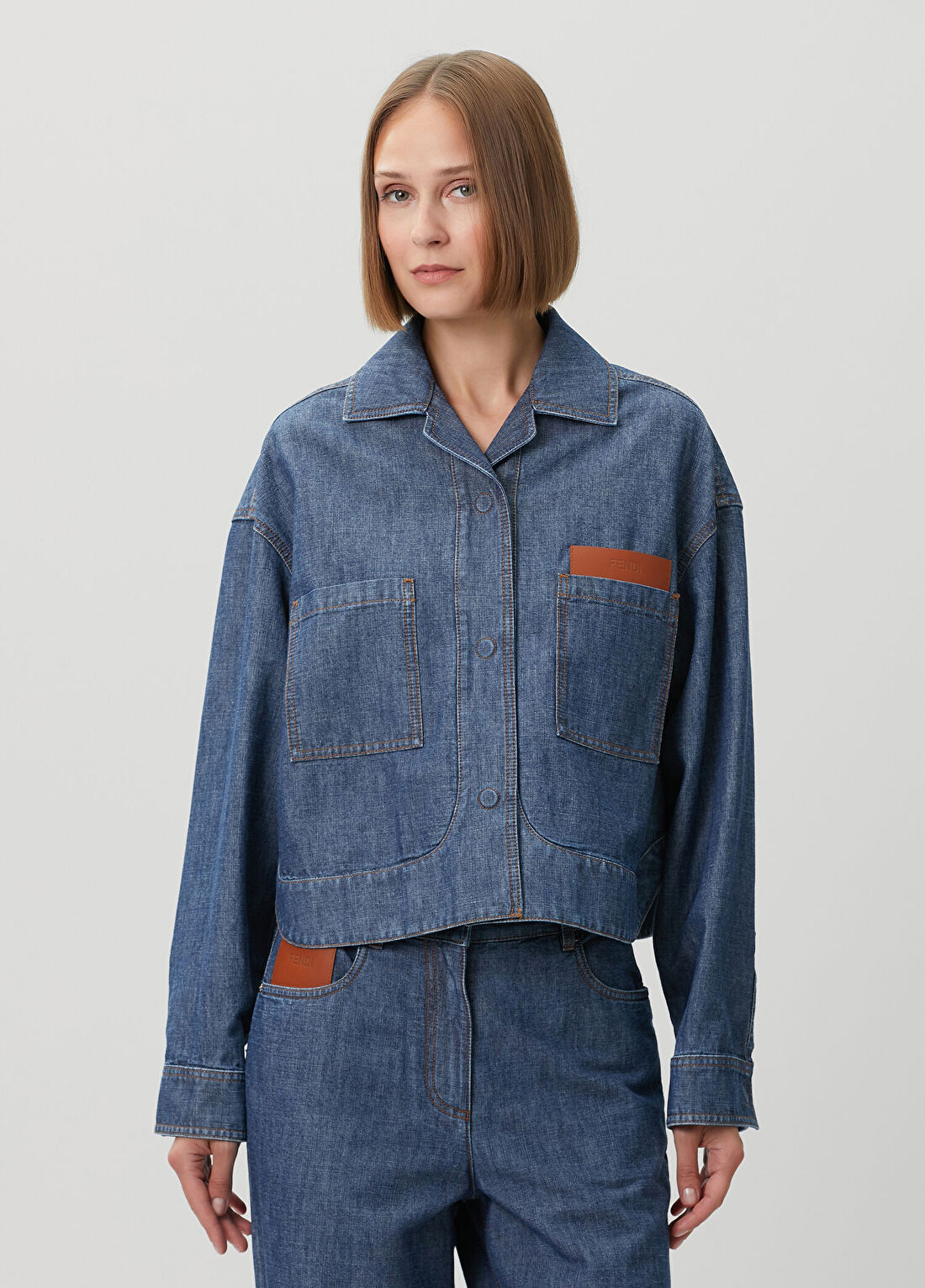 Fendi Lacivert Denim Ceket