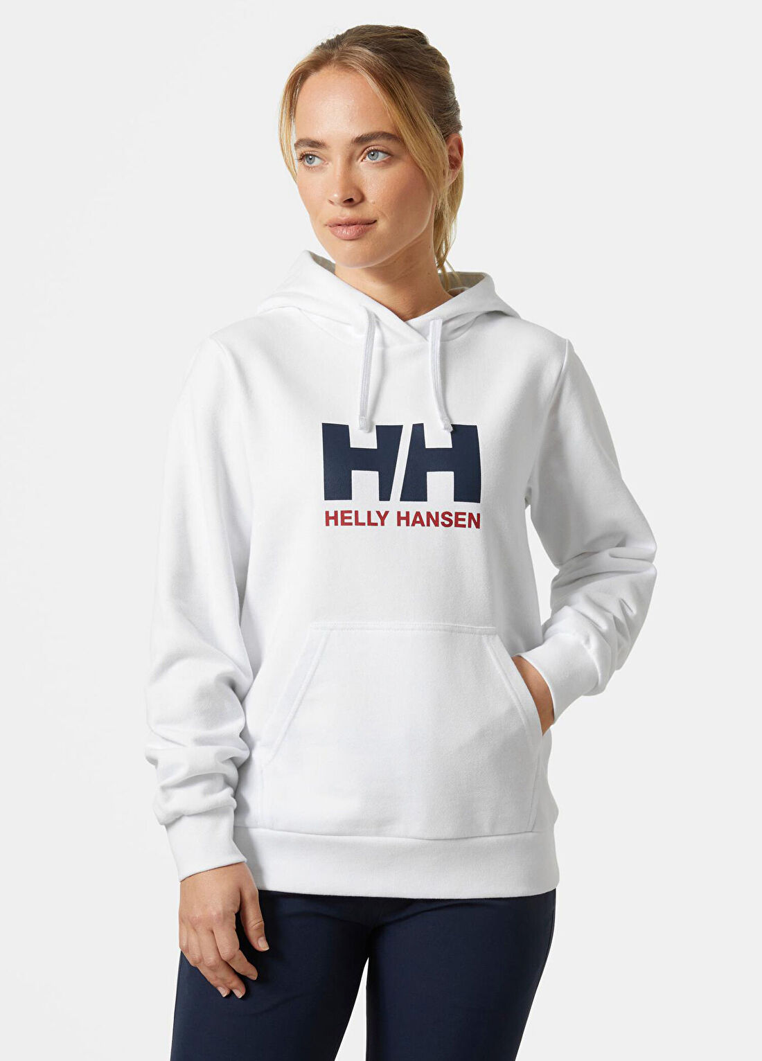 Helly Hansen W HH Logo White Pamuklu Kapüşonlu Kadın Sweatshirt 2.0 görsel 2