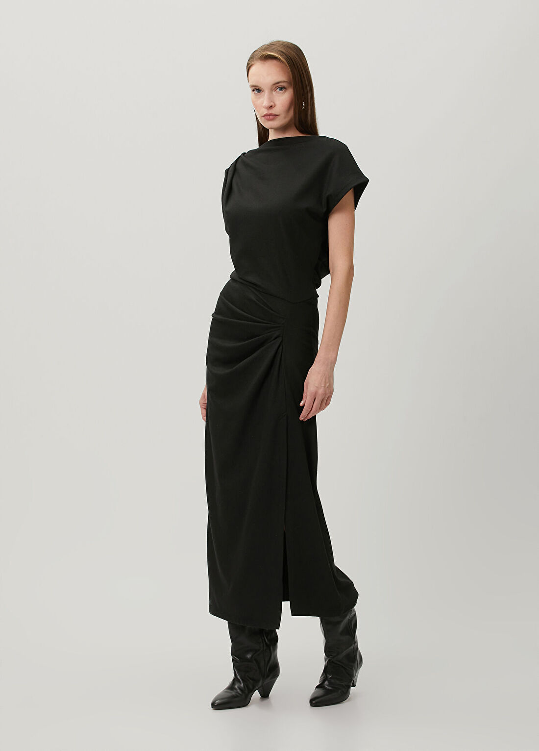 Marant Etoile Naerys Siyah Midi Elbise
