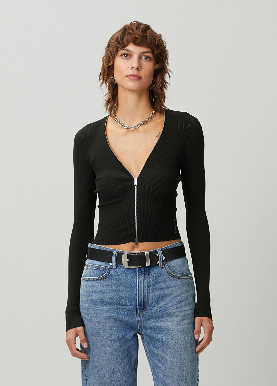 Alexander Wang Siyah Fermuarlı Ribli Triko Hırka