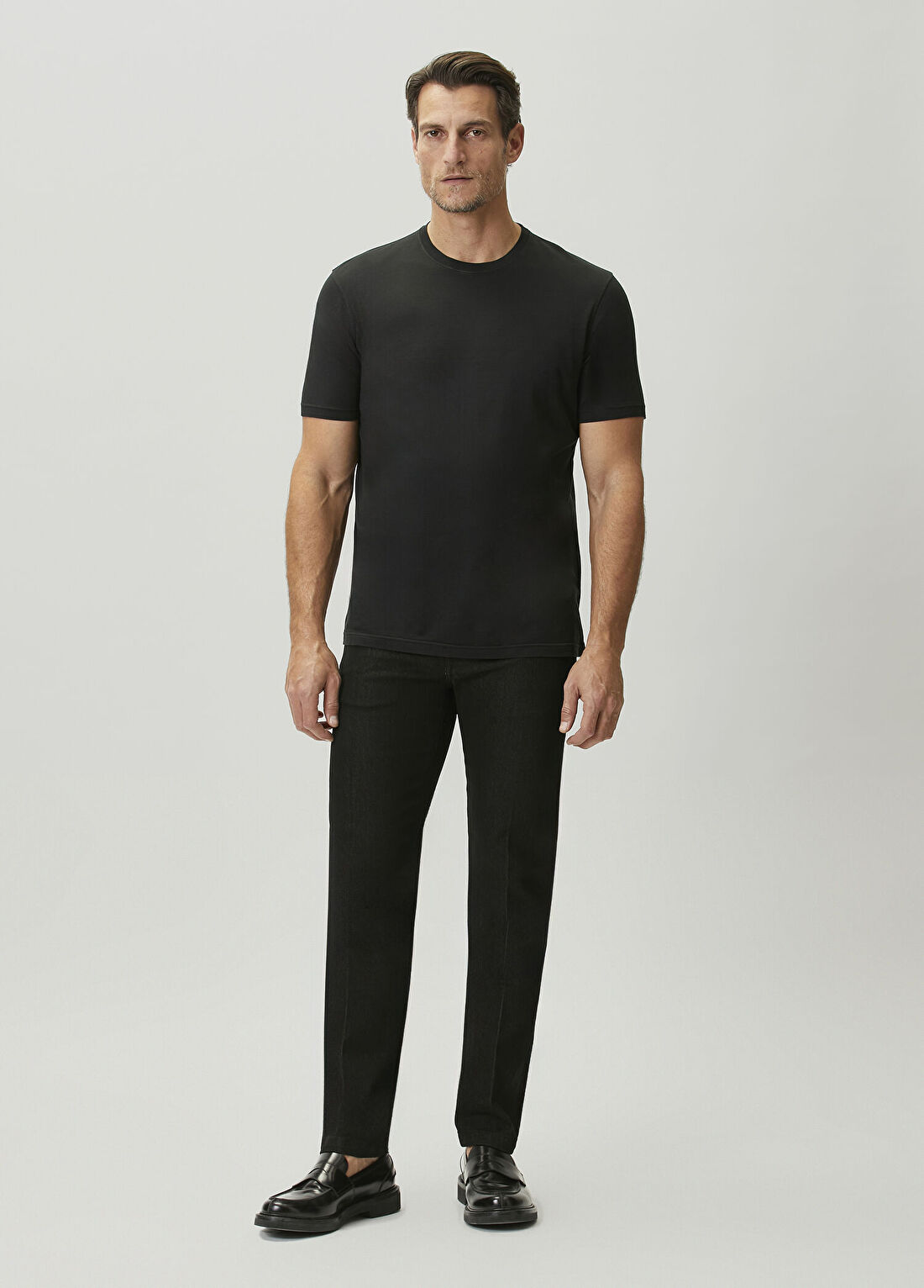Kiton Siyah İpek T-shirt görsel 2