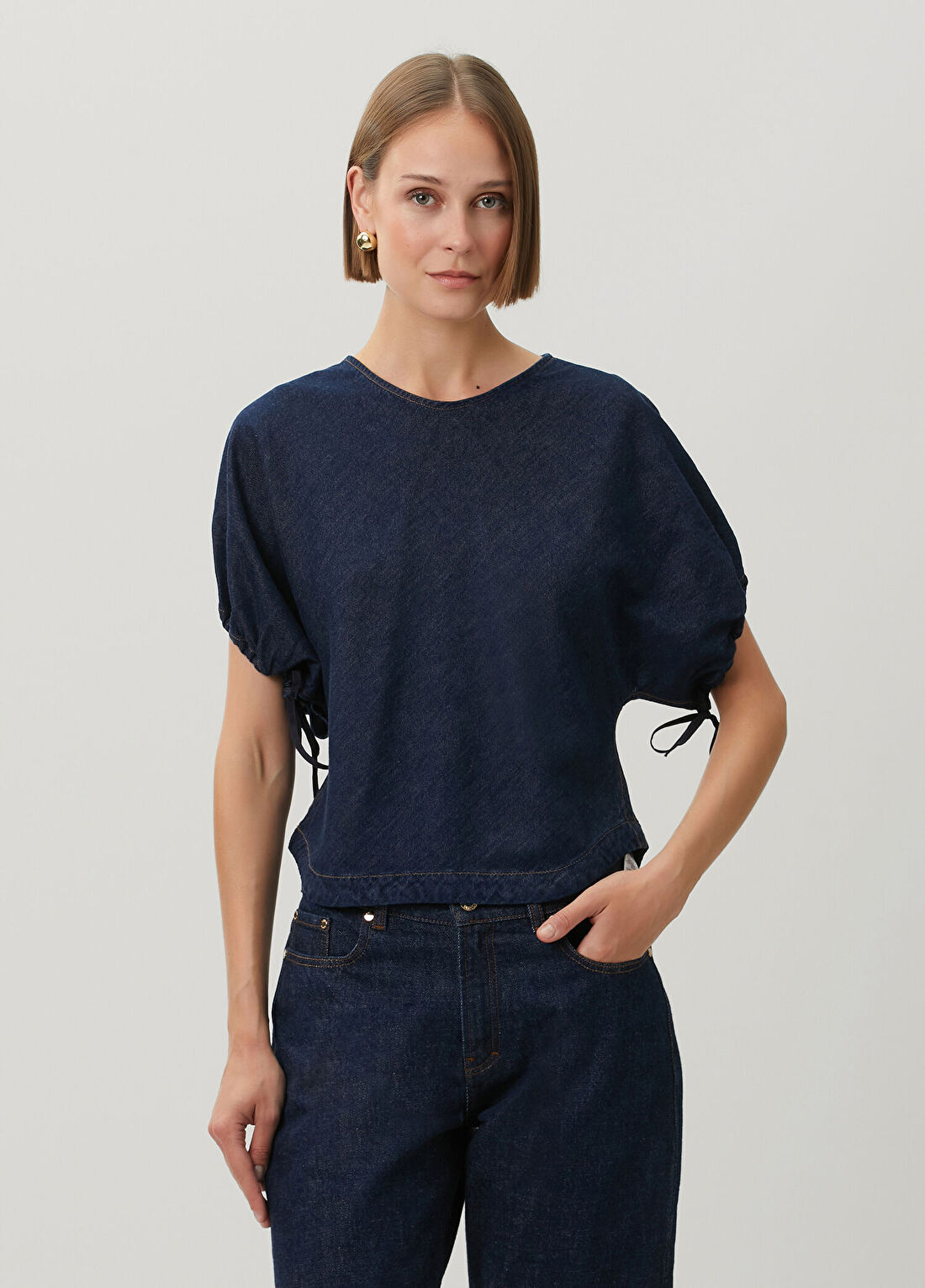 Rag&Bone Laura Lacivert Denim Bluz