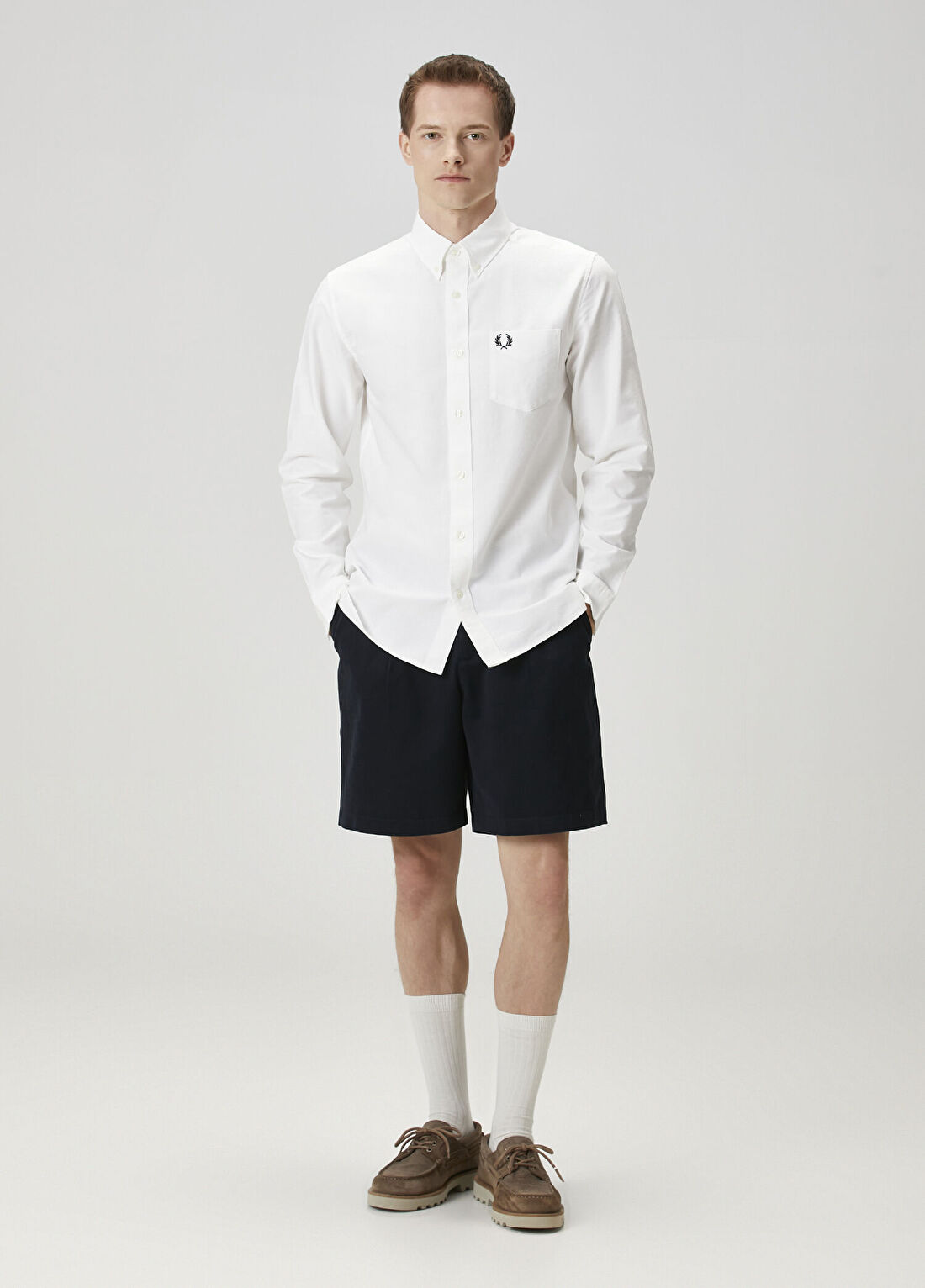 Fred Perry Koyu Mavi Pile Detaylı Şort