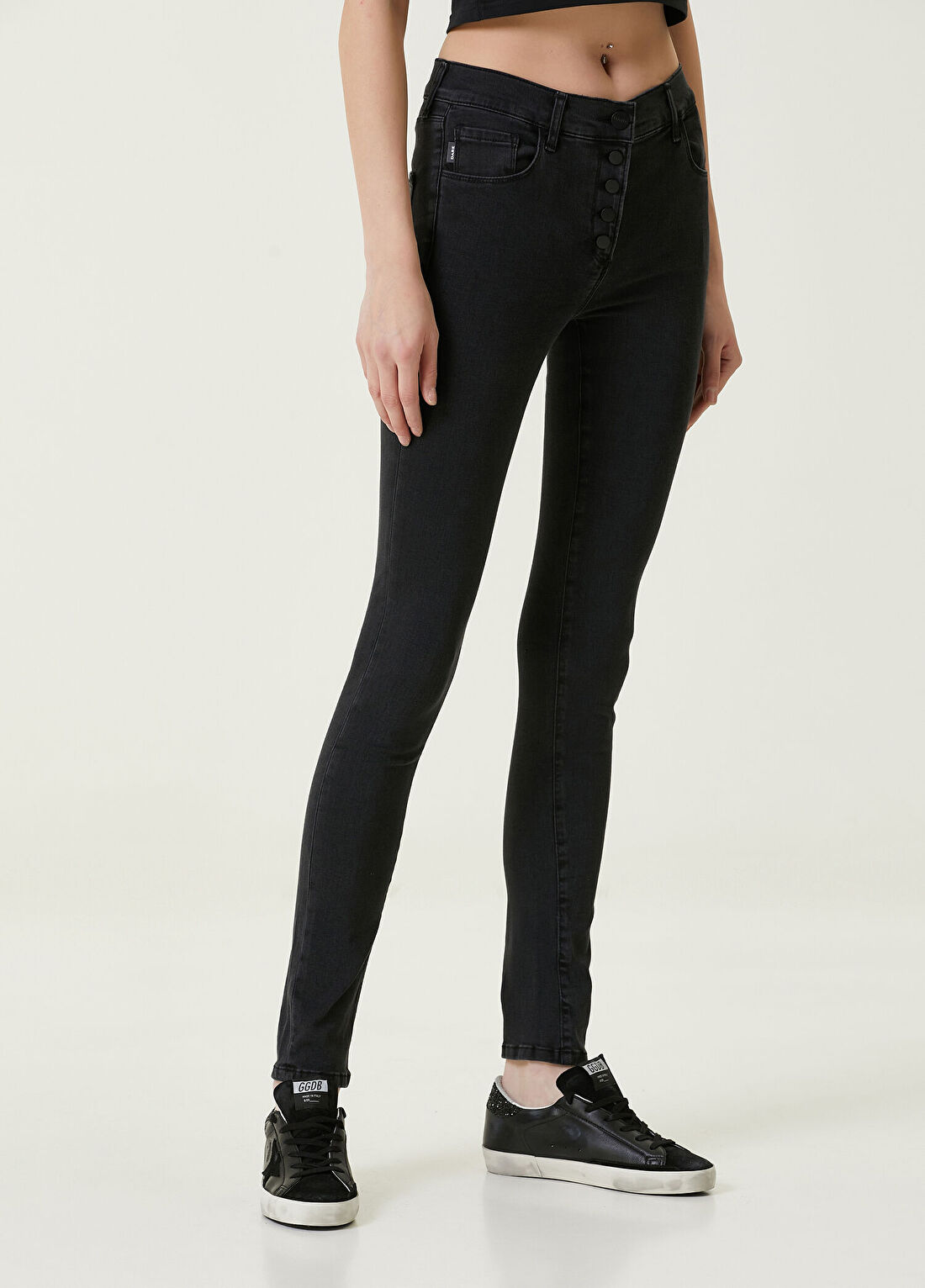 Dare London Fierce Gri Dar Paça Kadın Jean Pantolon görsel 2