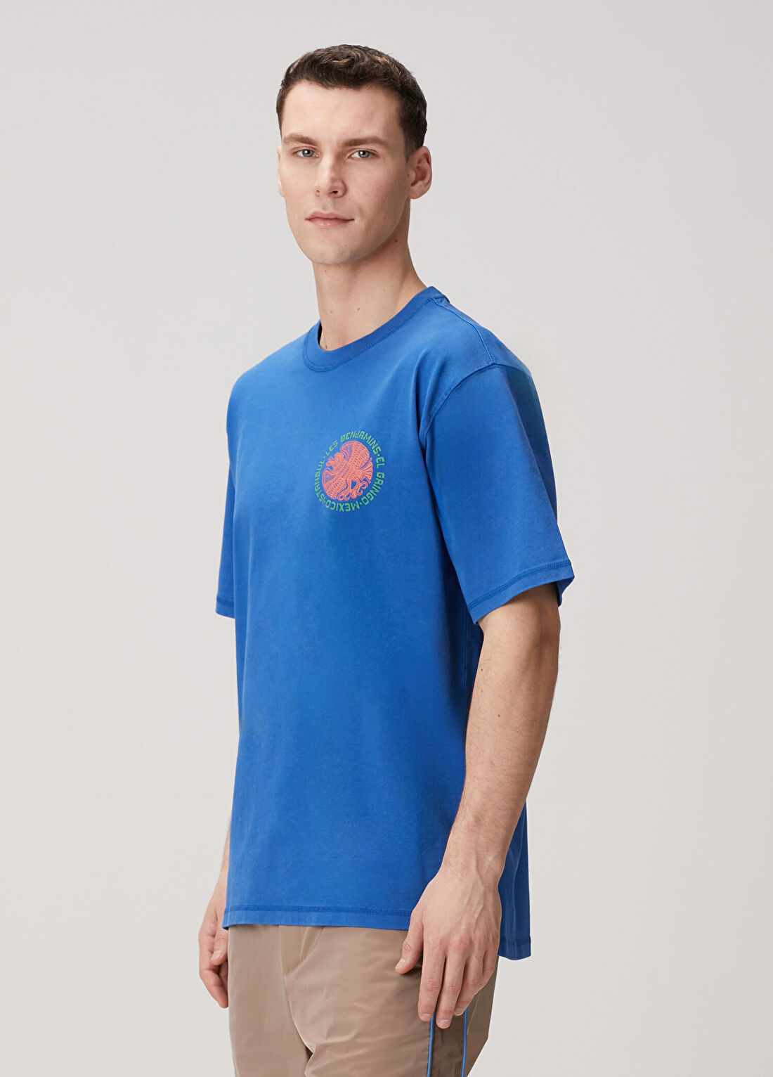Les Benjamins Mavi Logo Baskılı T-shirt görsel 3