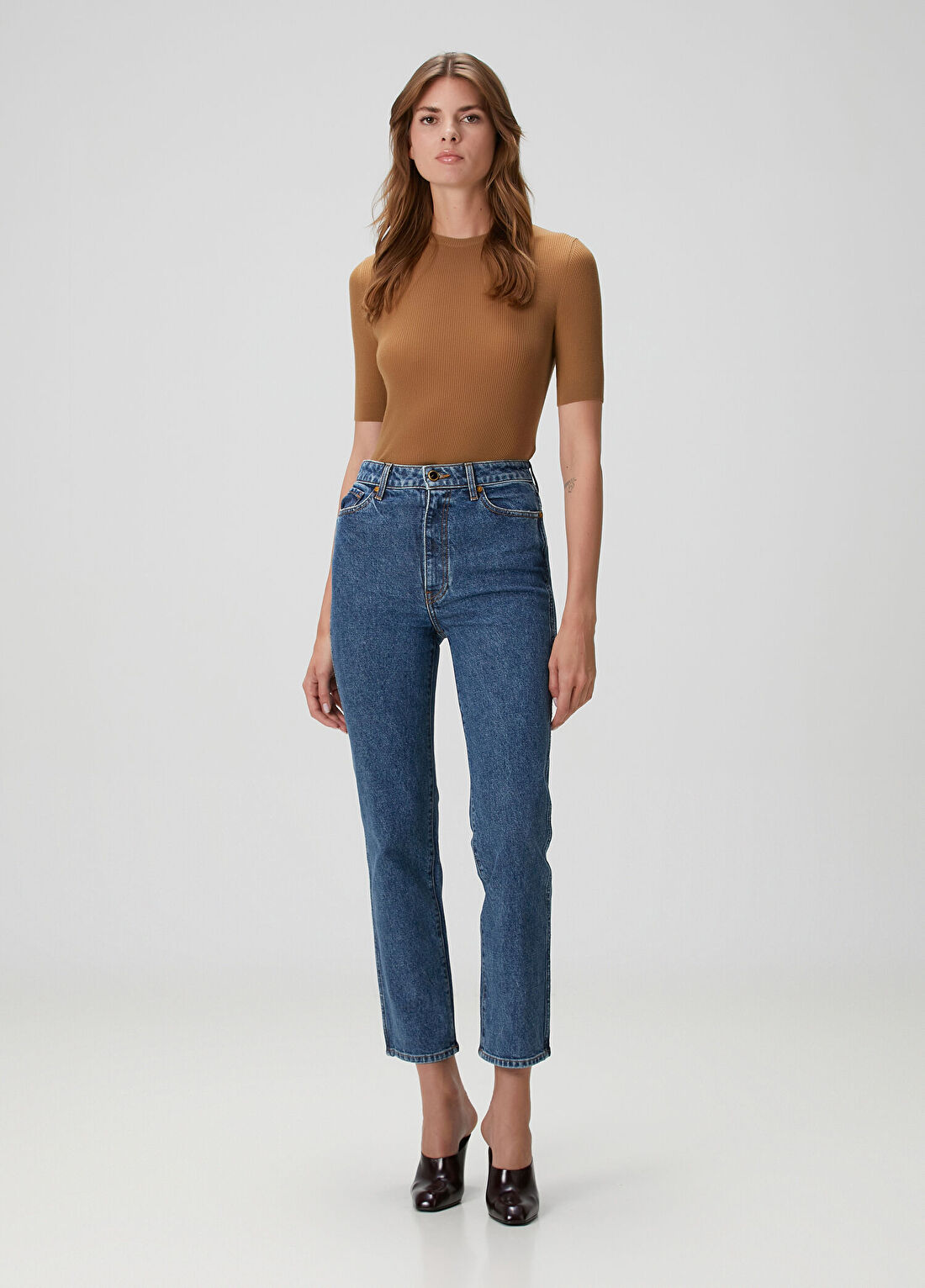 Khaite Abigail Mavi Straight Leg Jean Pantolon