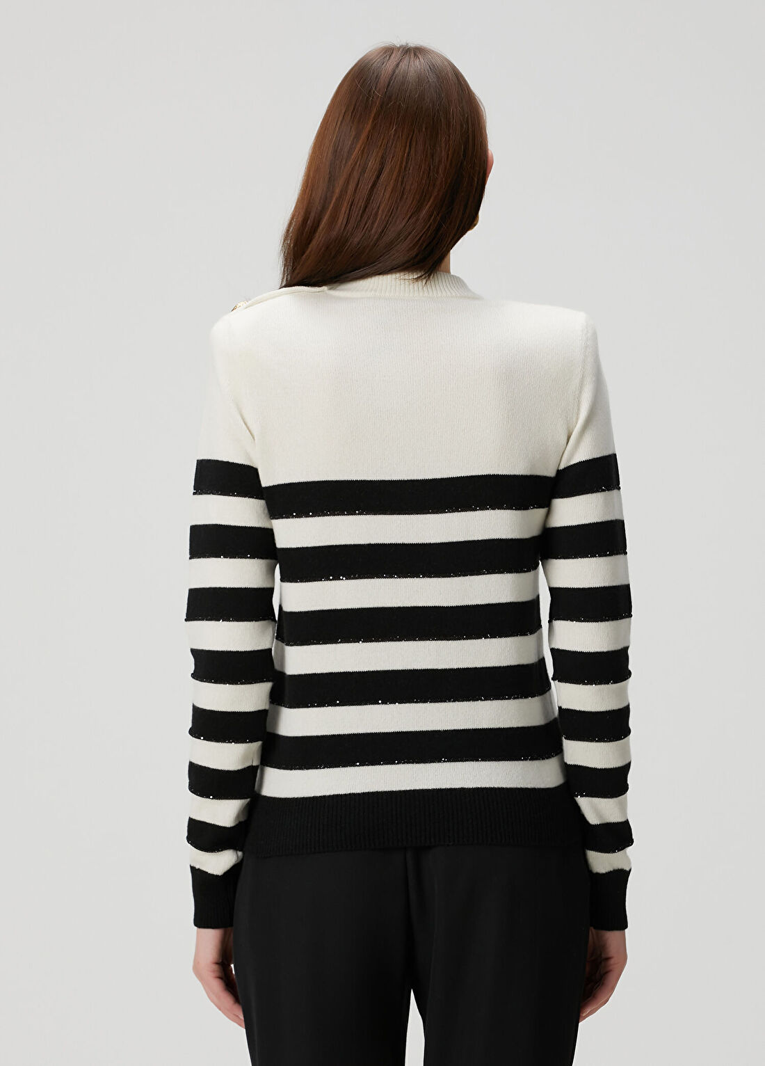 Balmain Siyah Beyaz Çizgili Triko görsel 4