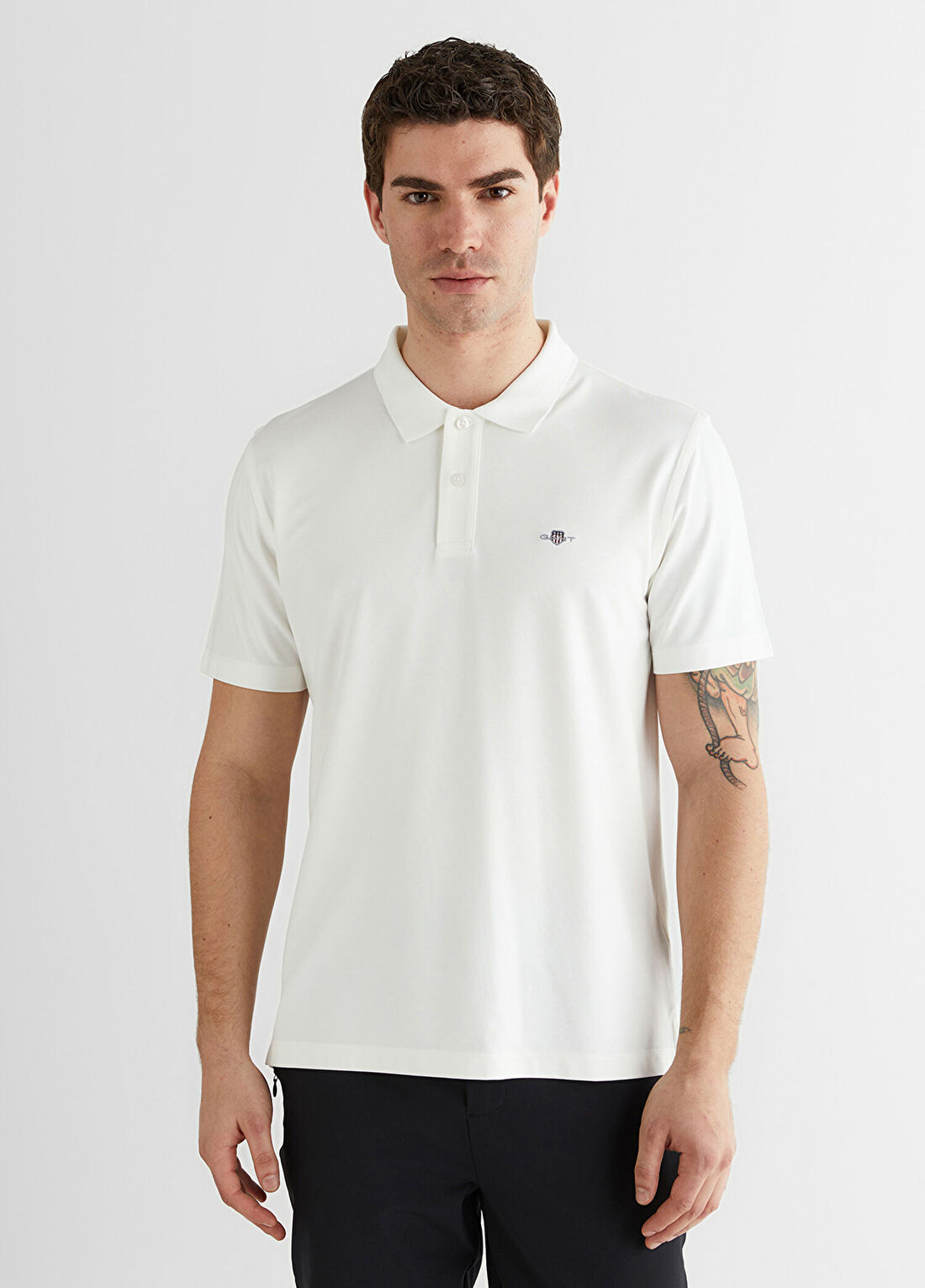 Gant Beyaz Regular Fit Düğmeli Polo Yaka Erkek T-Shirt