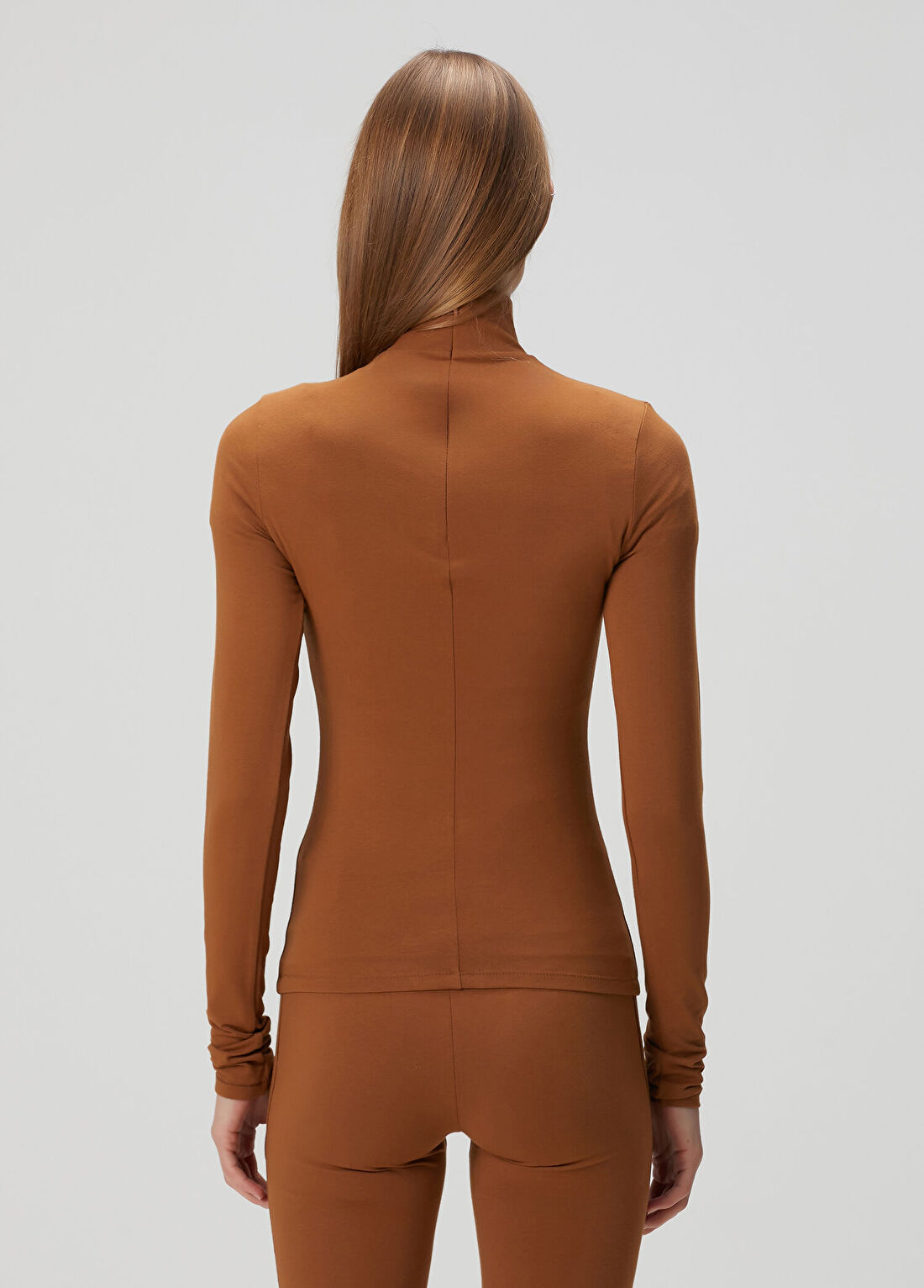 Skims Turtleneck Kahverengi T-shirt görsel 4