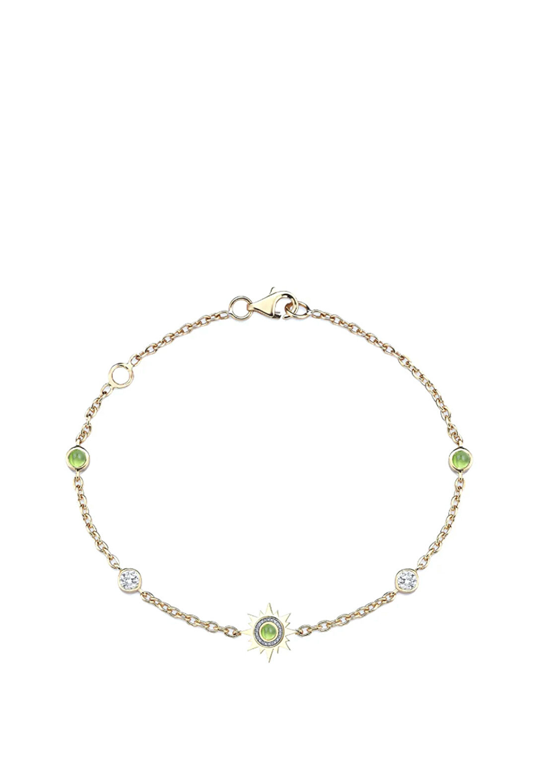 Sim&Roz Ray Charm Pırlantalı Kadın Altın Bileklik