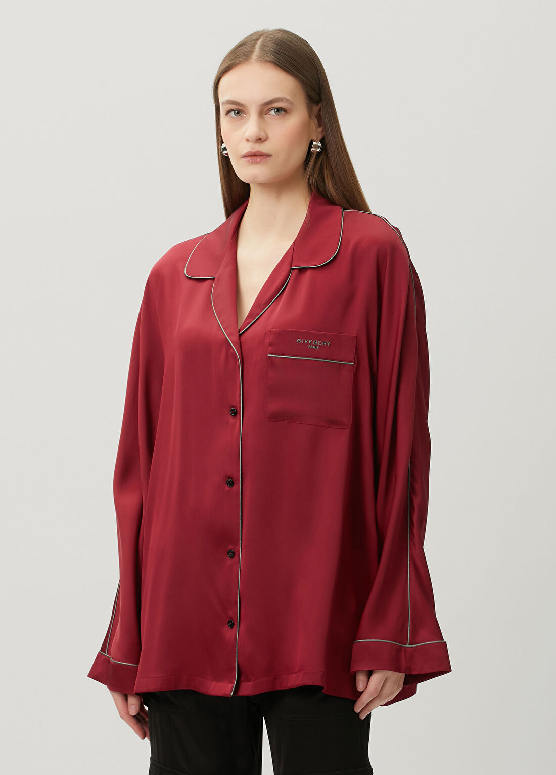 Givenchy Bordo İpek Gömlek görsel 3