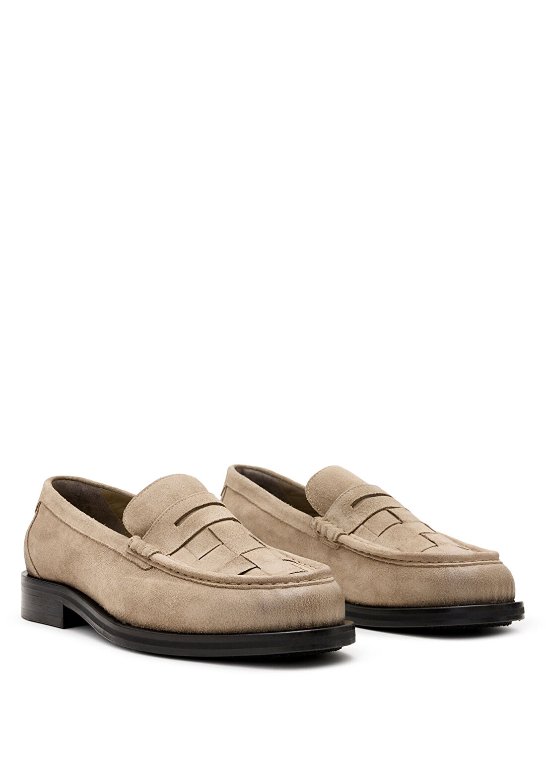 AllSaints Bej Erkek Süet Loafer görsel 2