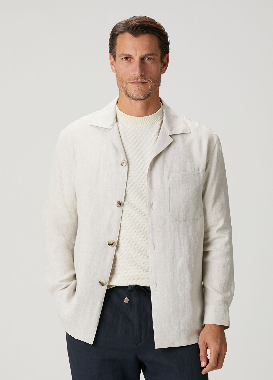 Canali Bej Keten Ceket