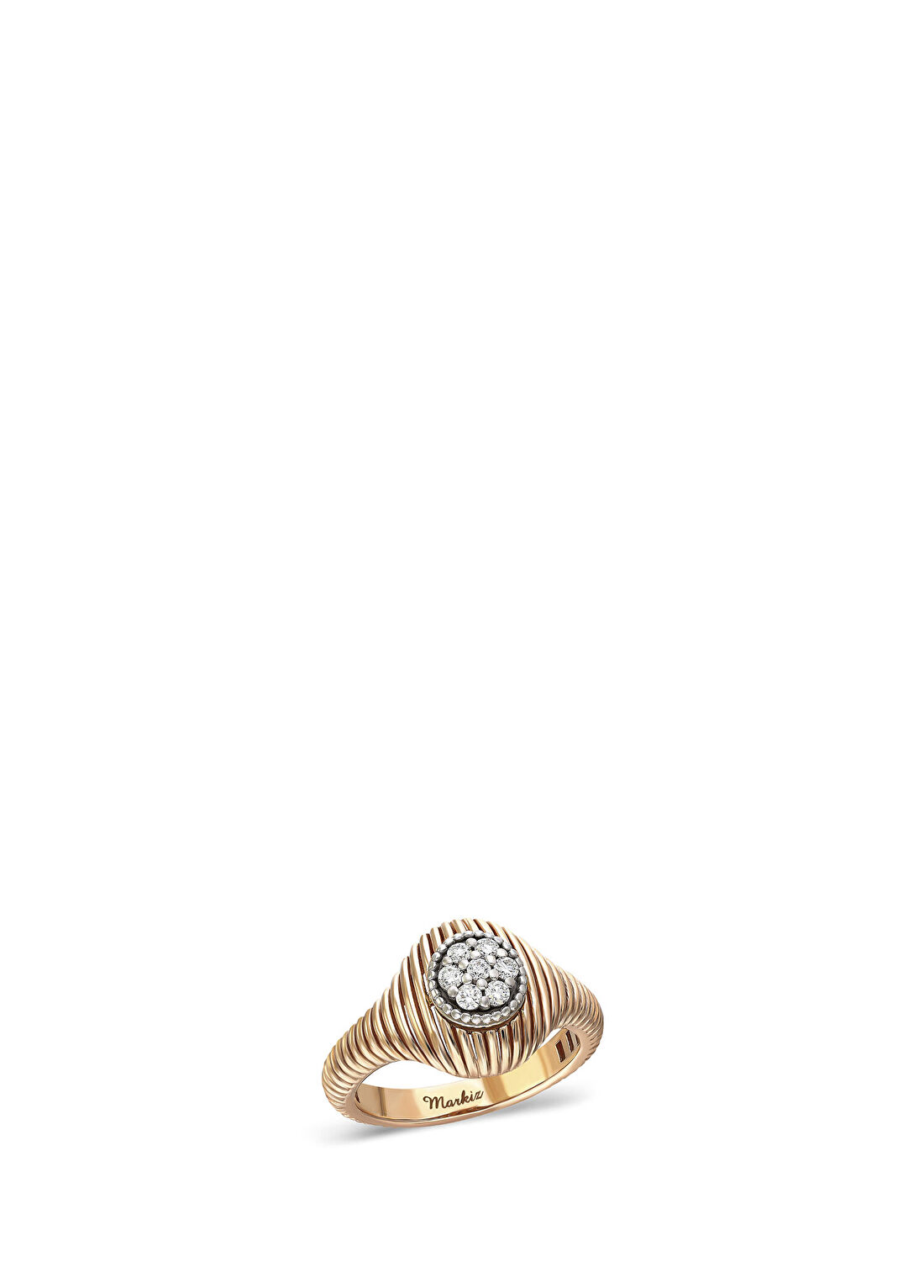 Markiz Jewelery Pırlanta Detaylı 14 Ayar Altın Kadın Yüzük