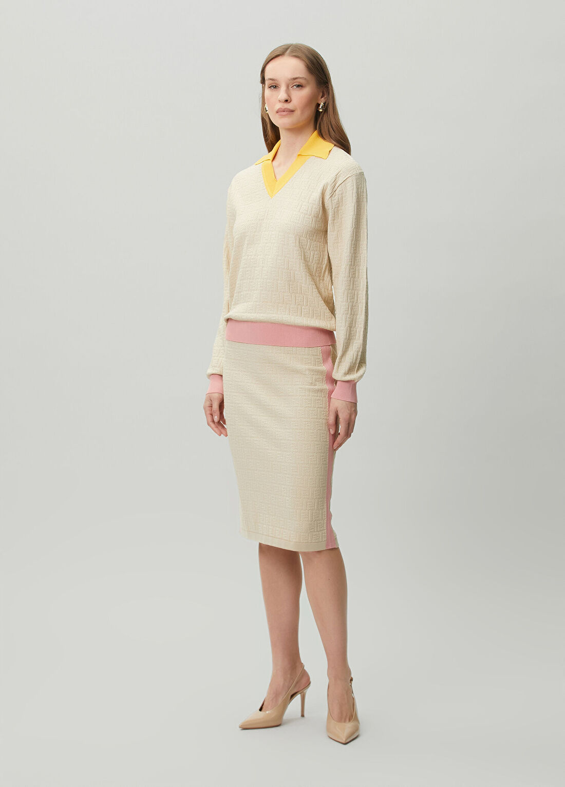 Fendi Ekru Midi Etek