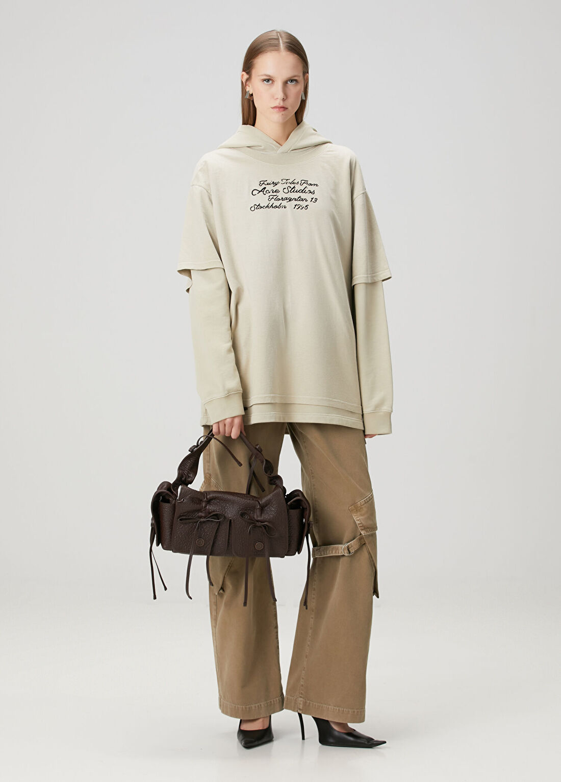 Acne Studios Koyu Kahverengi Kadın Deri Çanta görsel 2