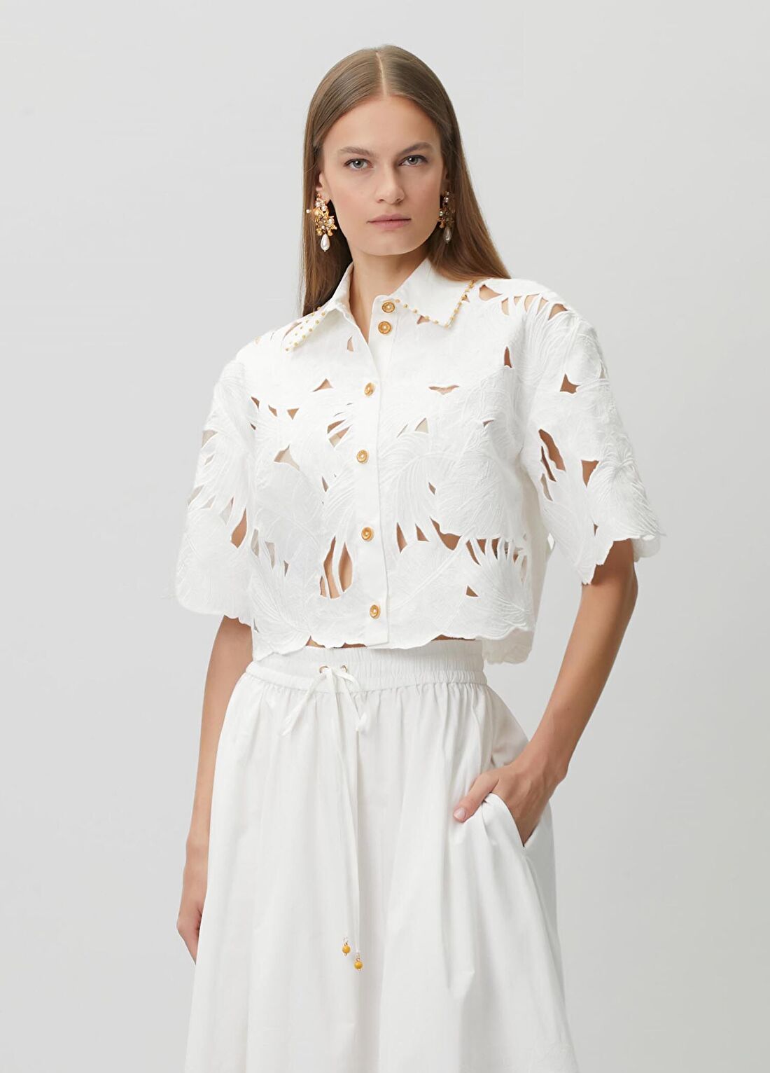 Zimmermann Mahon Ekru Midi Nakışlı Bluz