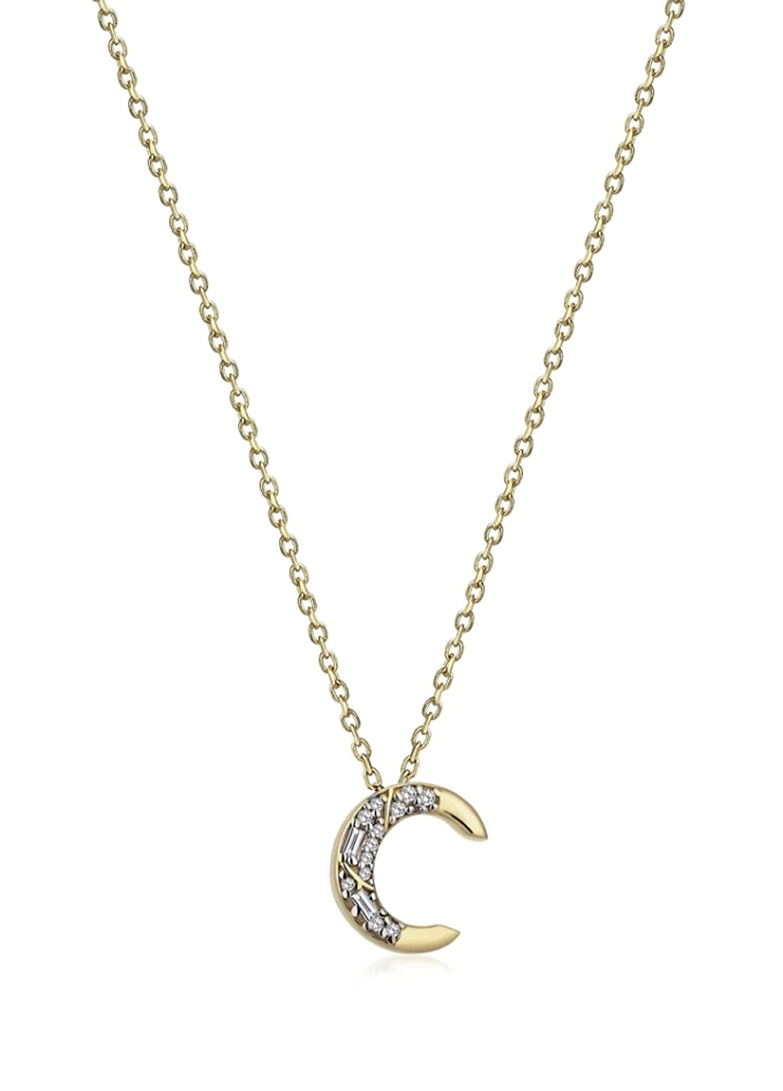 Foen Timeless Initials C Harfli Pırlanta Taşlı 14 Ayar Altın Kadın Kolye