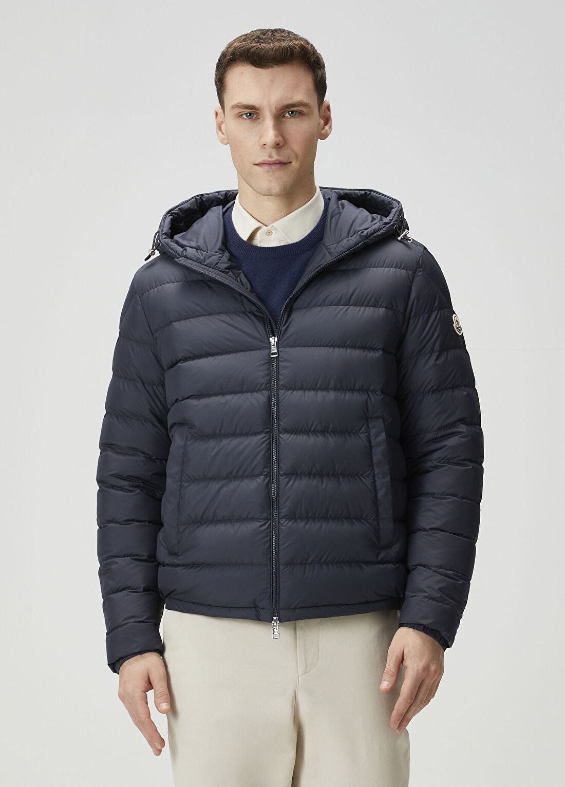 Moncler Lacivert Kapüşonlu Puff Mont