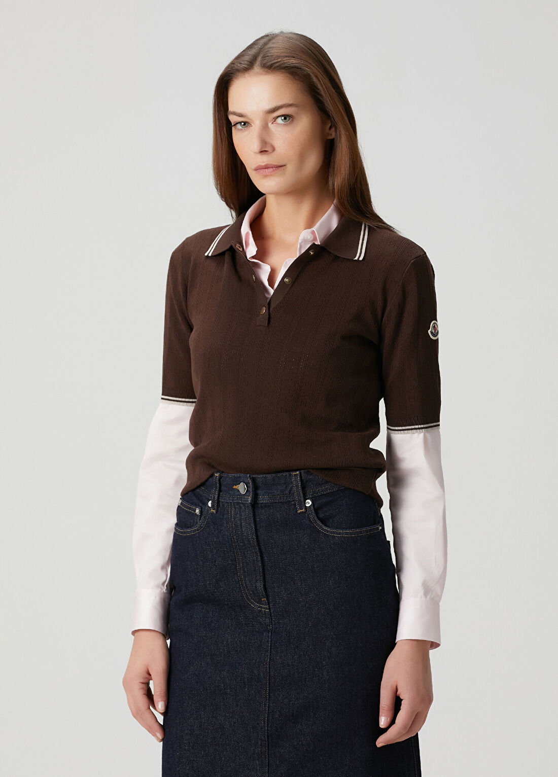 Moncler Kahverengi Polo Triko