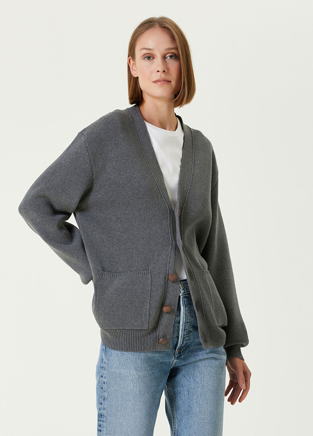 Golden Goose Gri Logo Patch Detaylı Hırka görsel 3
