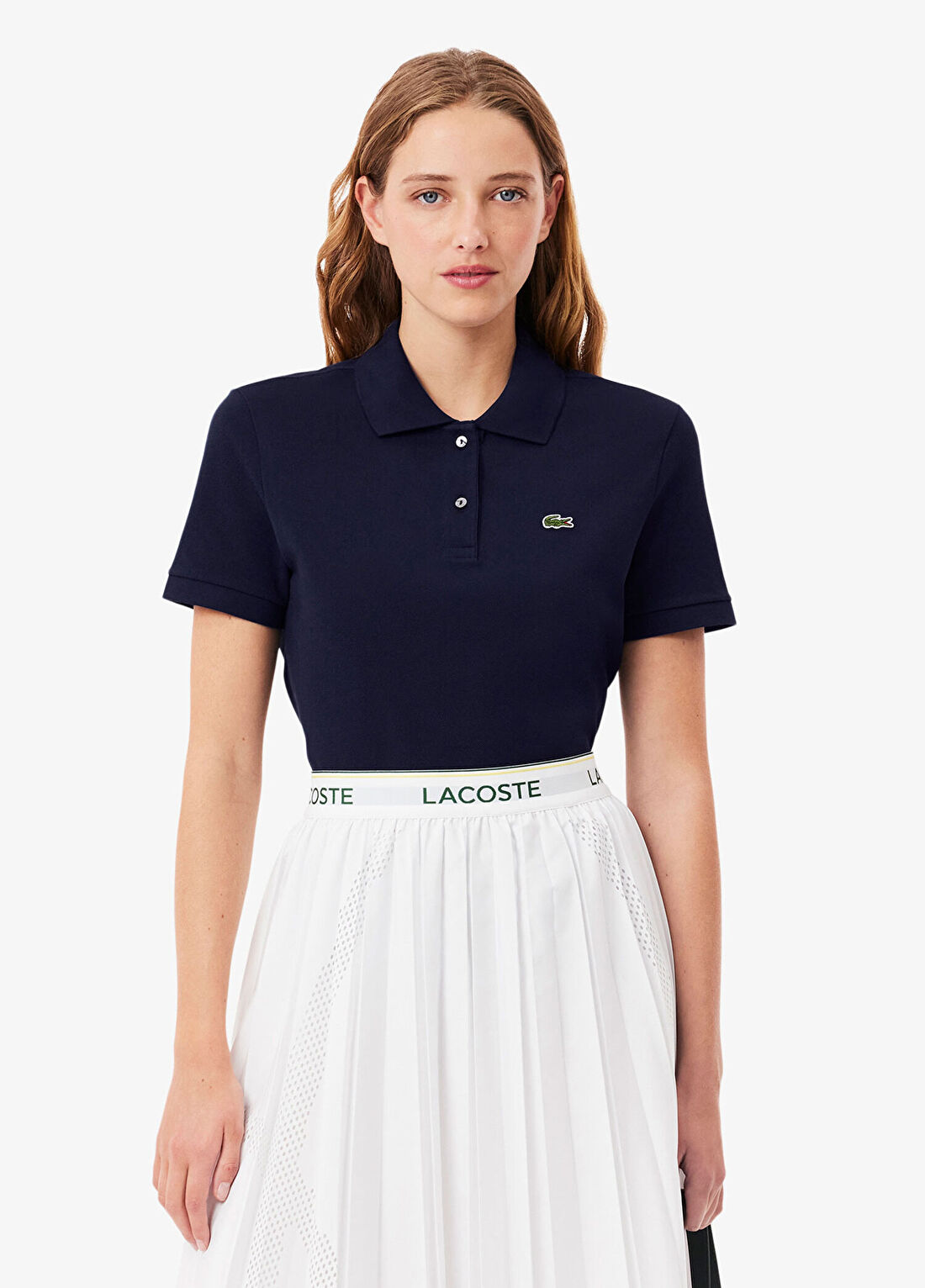 Lacoste Lacivert Polo Yaka Regular Fit Kısa Kollu Kadın T-shirt