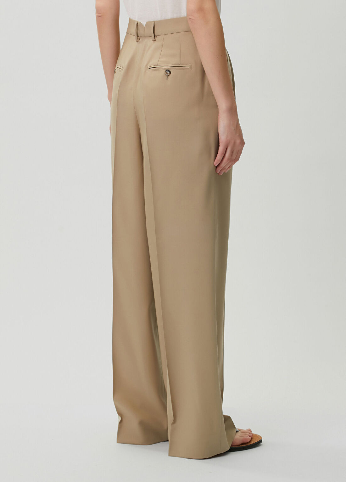 Ami Paris Bej Wide Leg Yün Pantolon görsel 4