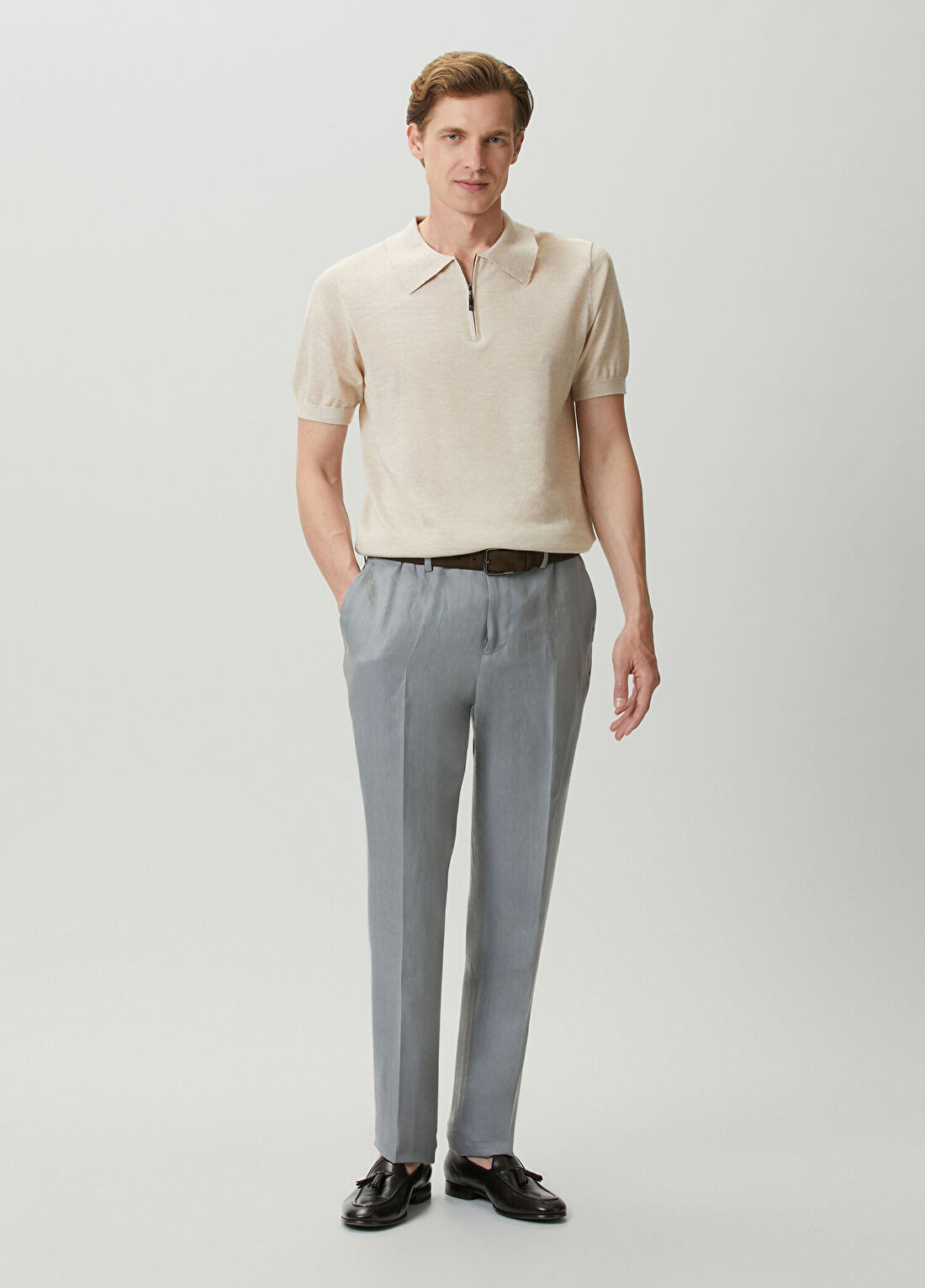Lardini Gri Keten Pantolon