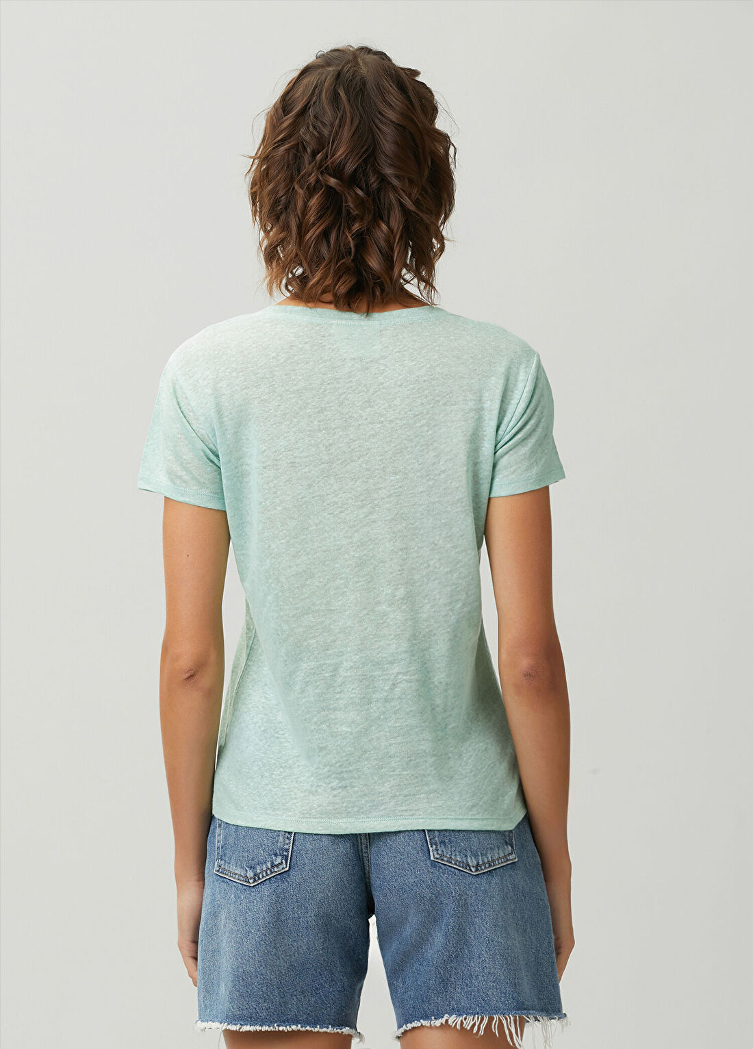 MC2 (Saint Barth) Eloise Yeşil Keten T-shirt görsel 4