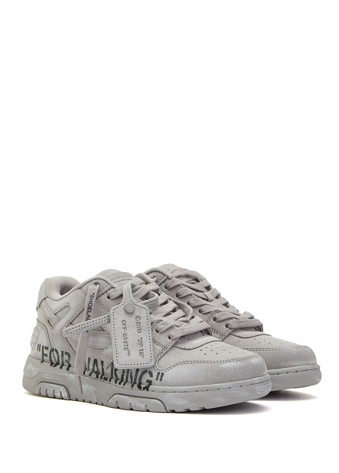 Off-White Gri Kadın Deri Sneaker görsel 2