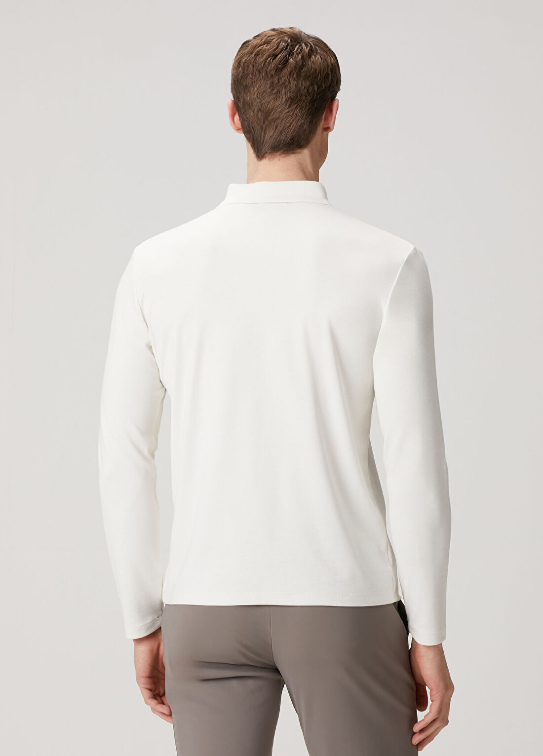 Theory Goris Beyaz Polo Yaka Sweatshirt görsel 4