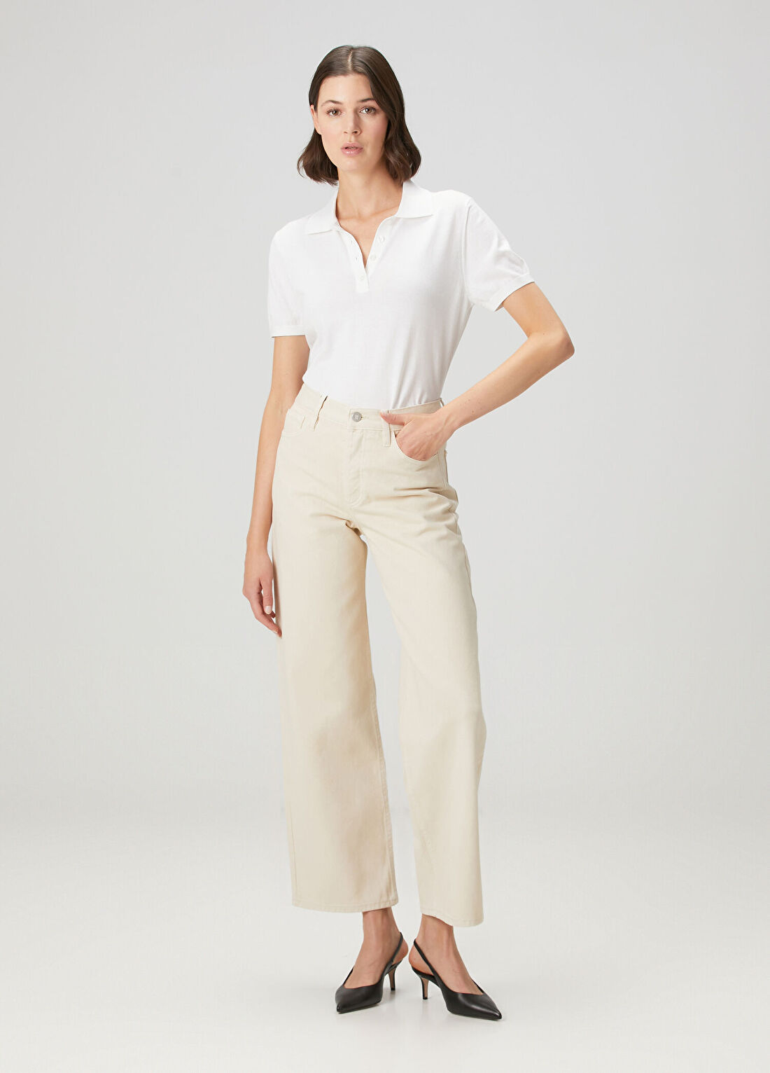 By Malene Birger Vinola Krem Wide Leg Jean Pantolon