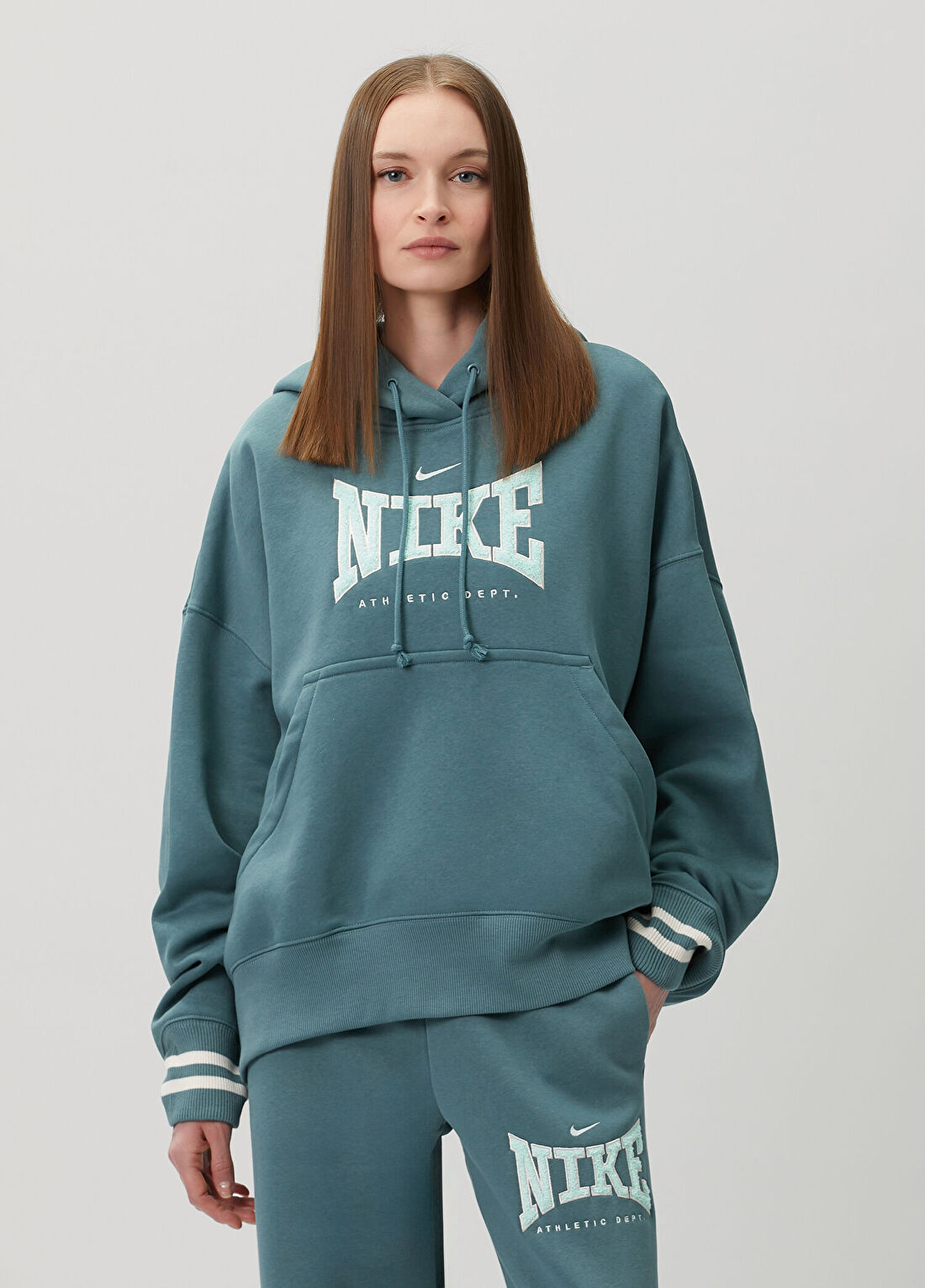 Nike Phoenix Fleece Yeşil Kapüşonlu Sweatshirt görsel 3